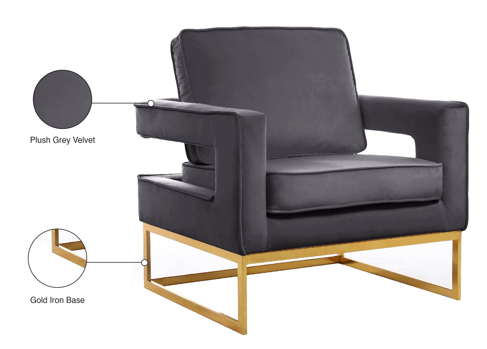 Noah Velvet Accent Chair - Furniture Depot