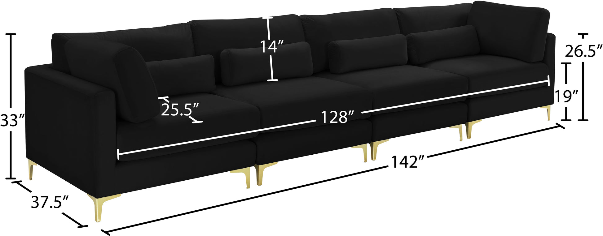 Julia Velvet Modular Sofa (4 Boxes) - Furniture Depot (7679005163768)