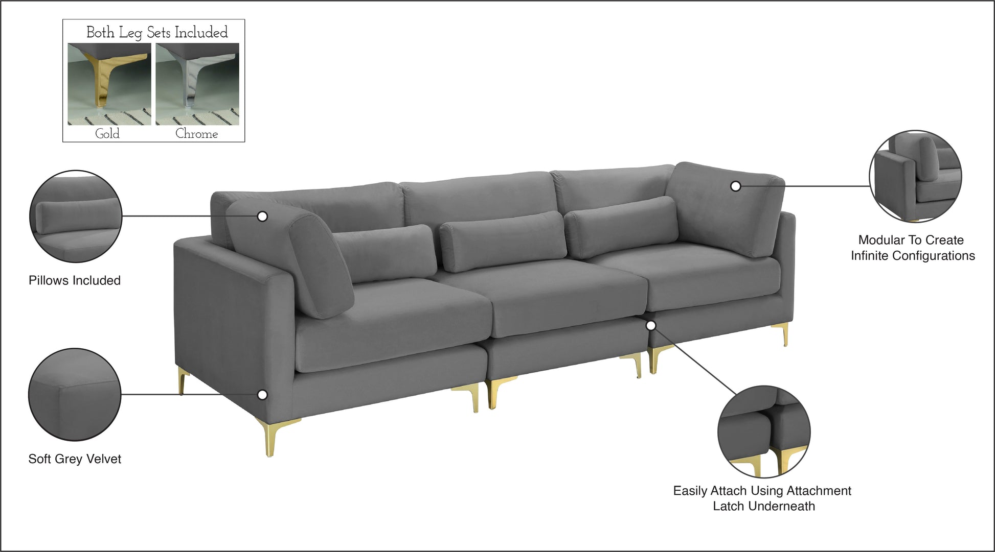 Julia Velvet Modular Sofa (3 Boxes) - Furniture Depot (7679005131000)