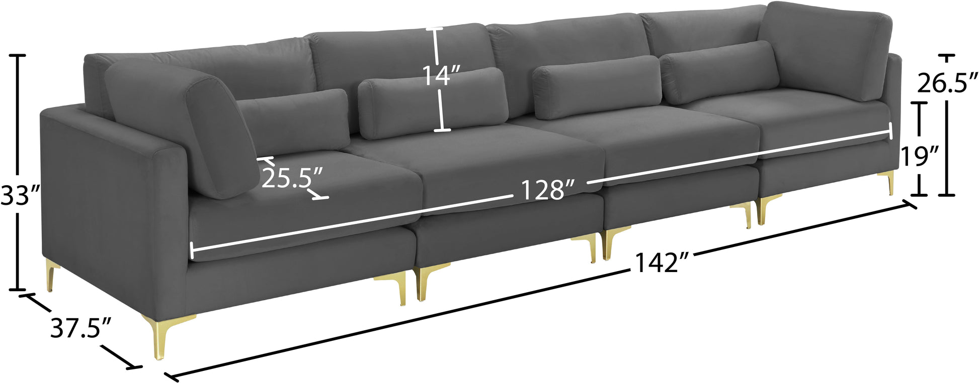 Julia Velvet Modular Sofa (4 Boxes) - Furniture Depot (7679005163768)
