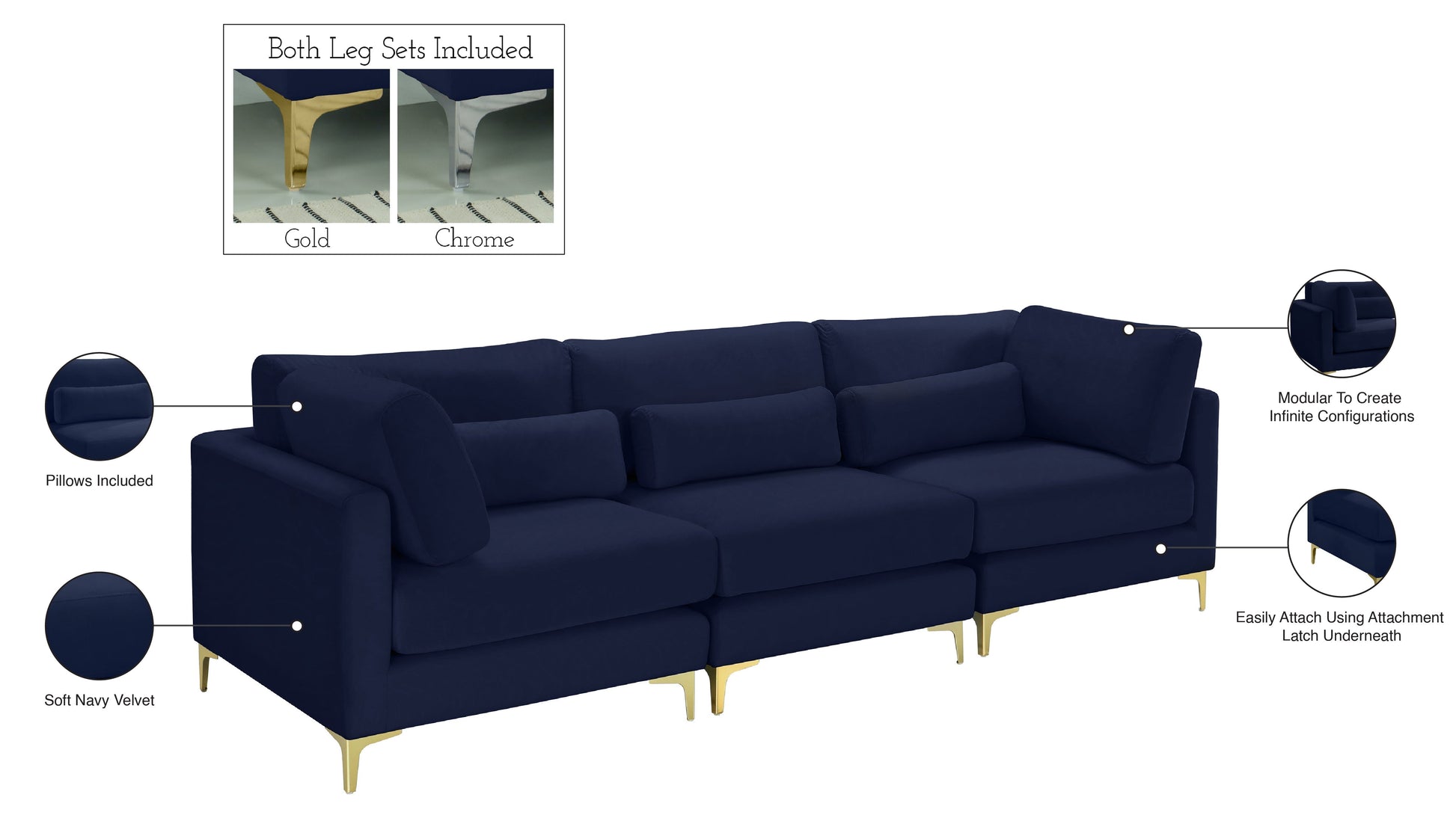Julia Velvet Modular Sofa (3 Boxes) - Furniture Depot (7679005131000)