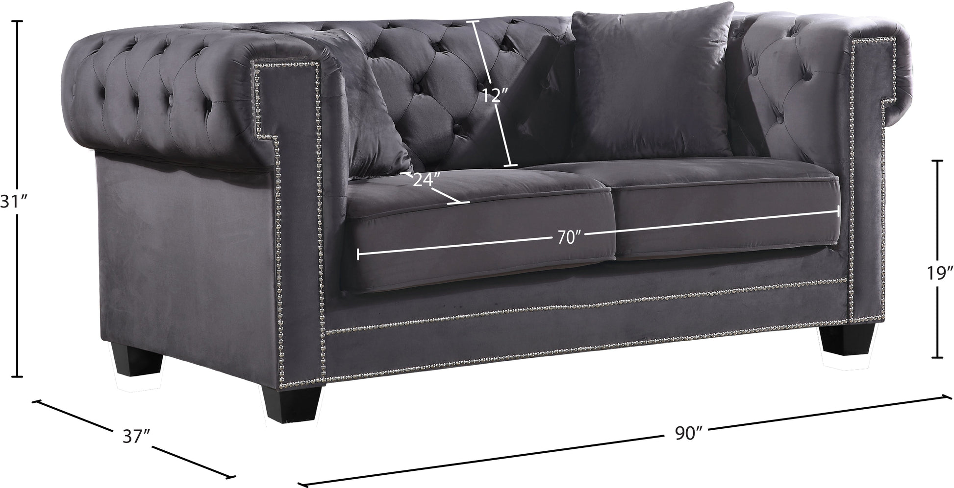 Bowery Velvet Sofa - Furniture Depot