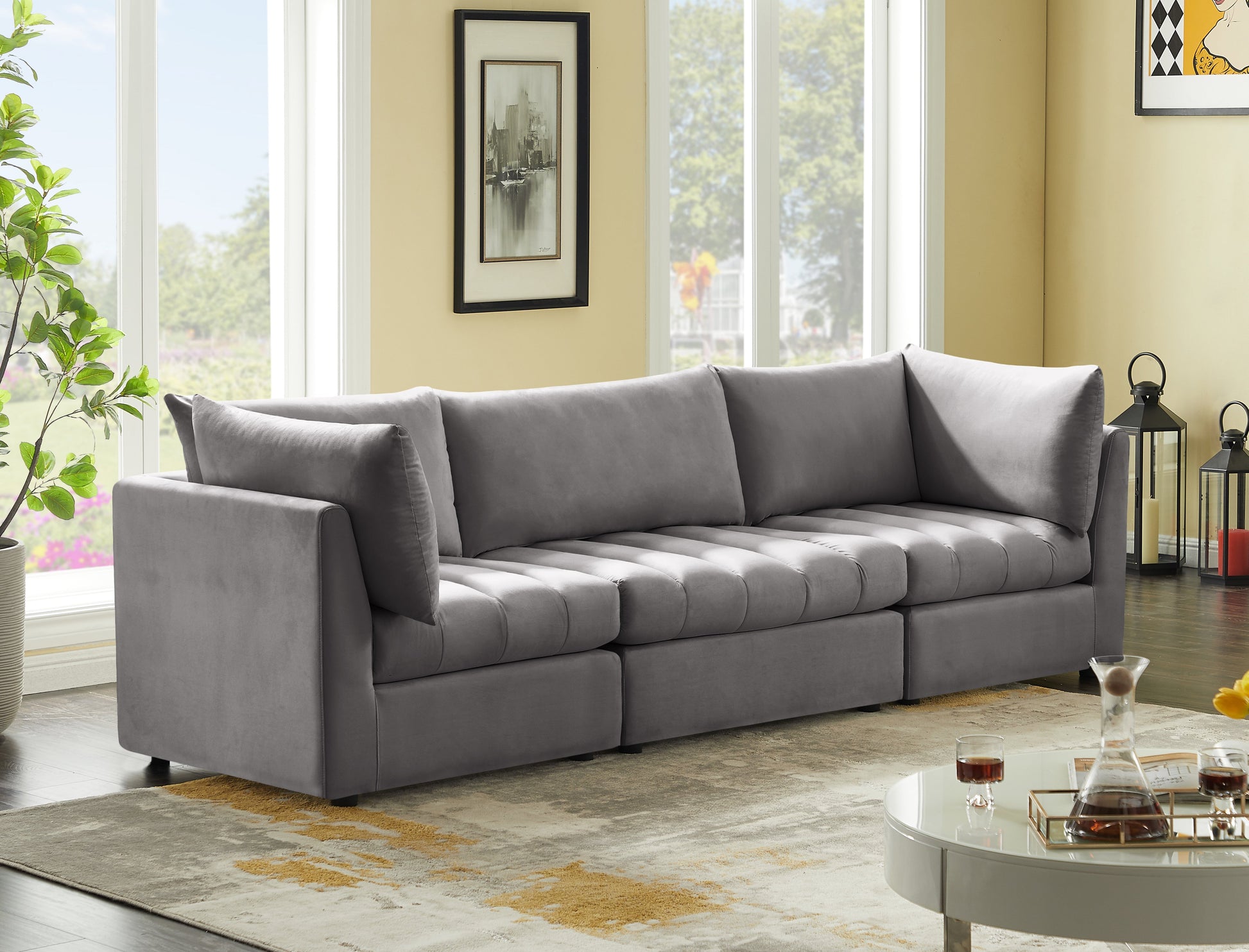 Jacob Velvet Modular Sofa - Furniture Depot