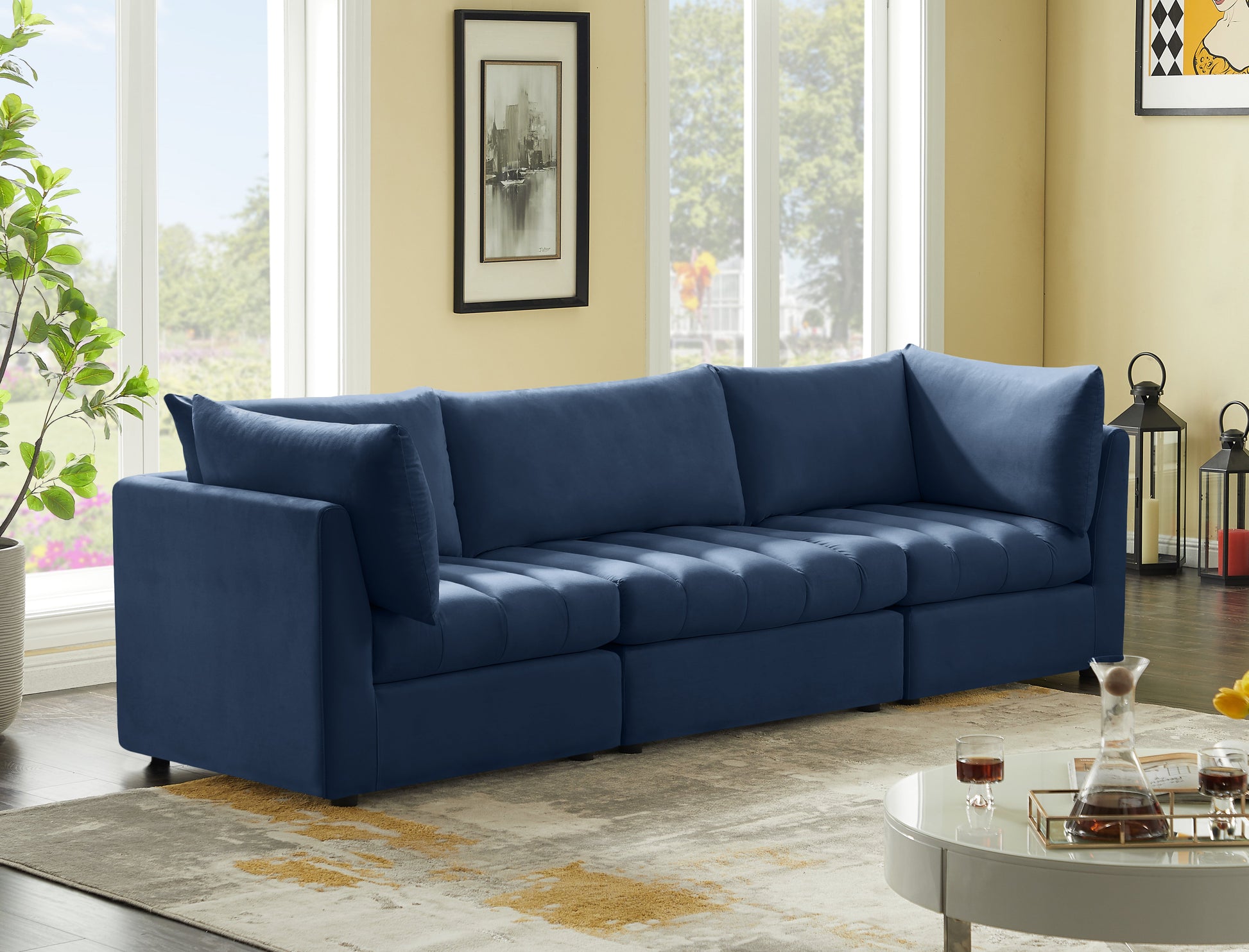 Jacob Velvet Modular Sofa - Furniture Depot