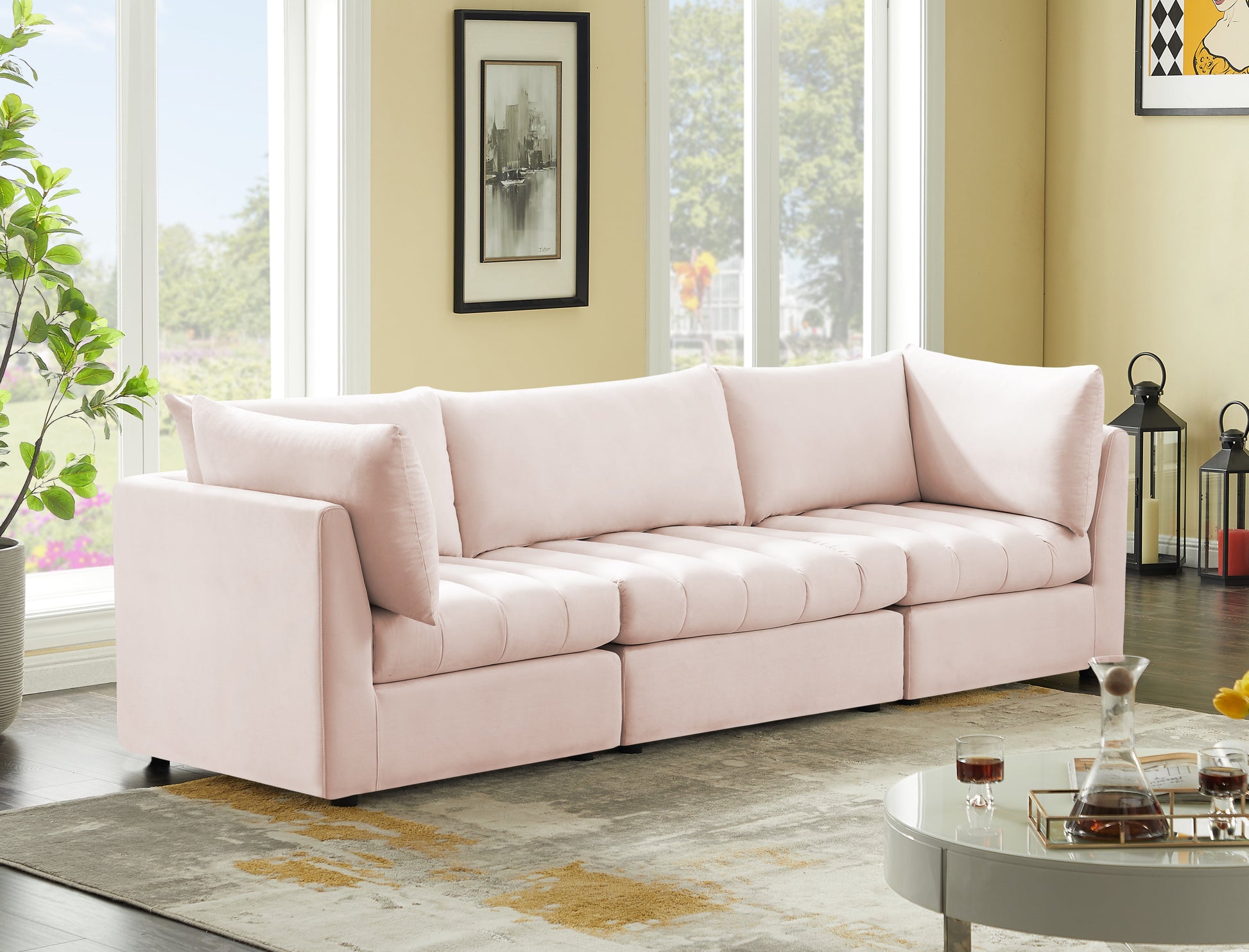 Jacob Velvet Modular Sofa - Furniture Depot