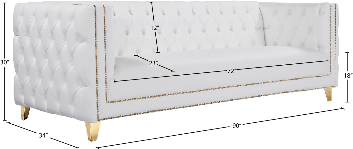 Michelle White Faux Leather Sofa - Furniture Depot (7679011258616)