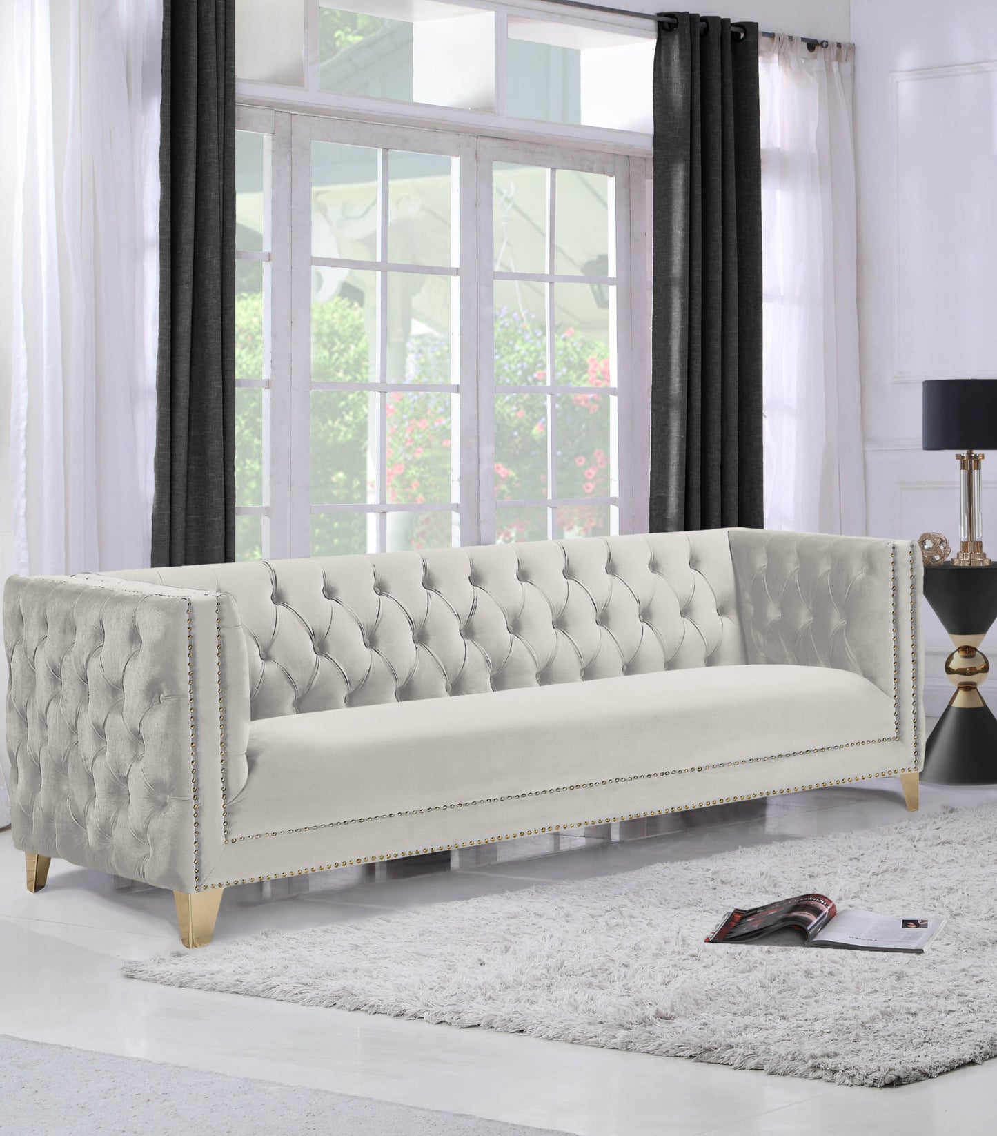 Michelle White Faux Leather Sofa - Furniture Depot (7679011258616)