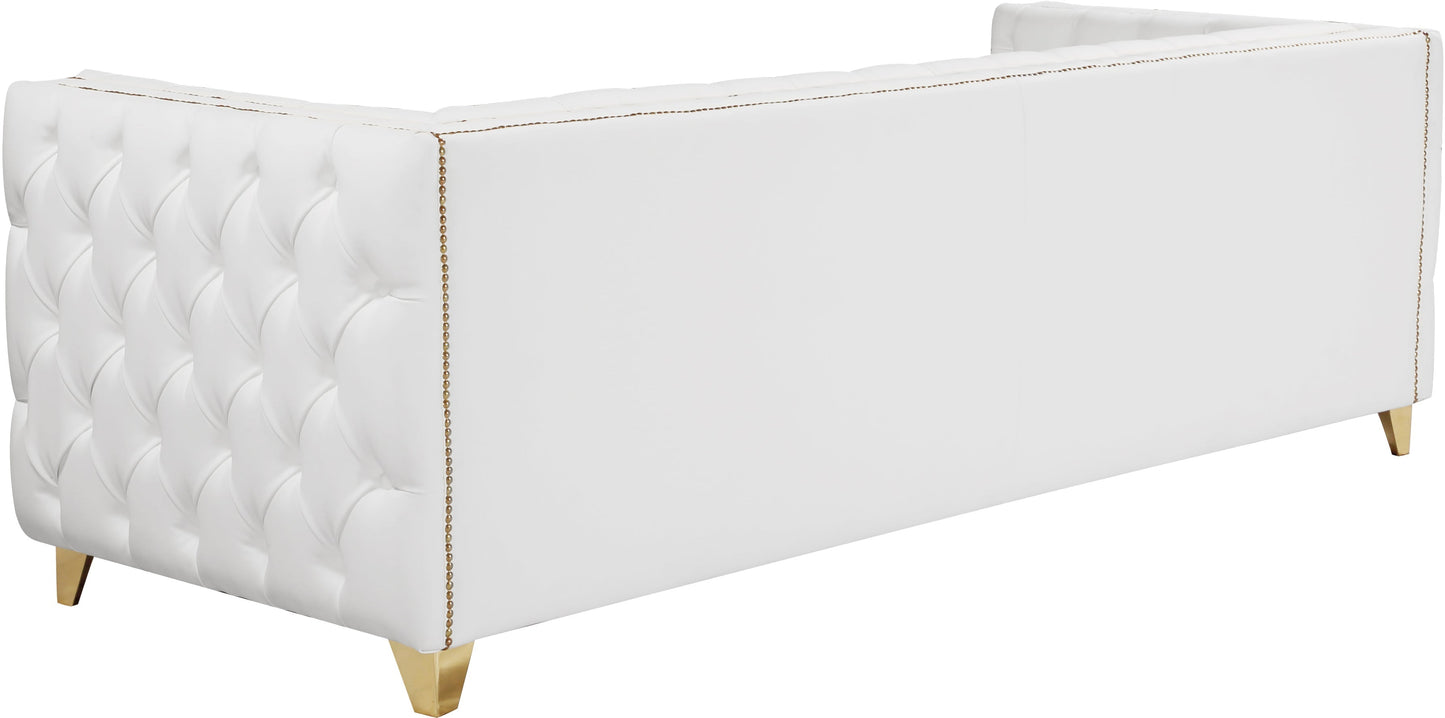 Michelle White Faux Leather Sofa - Furniture Depot (7679011258616)