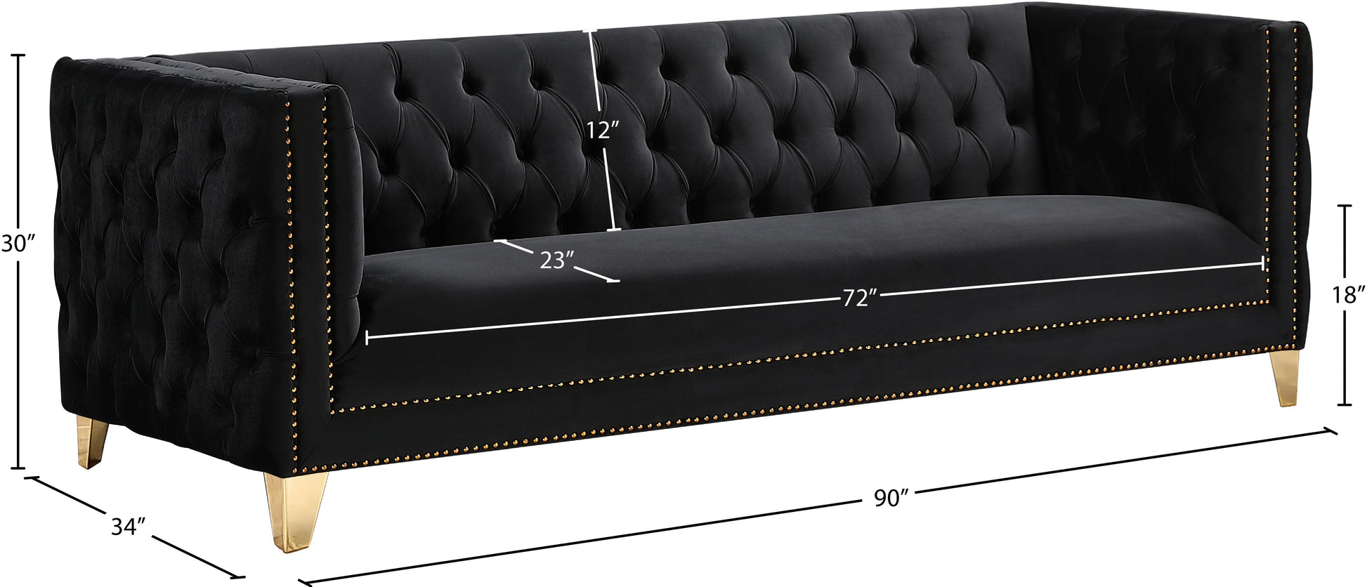 Michelle Black Velvet Sofa - Furniture Depot (7679011356920)