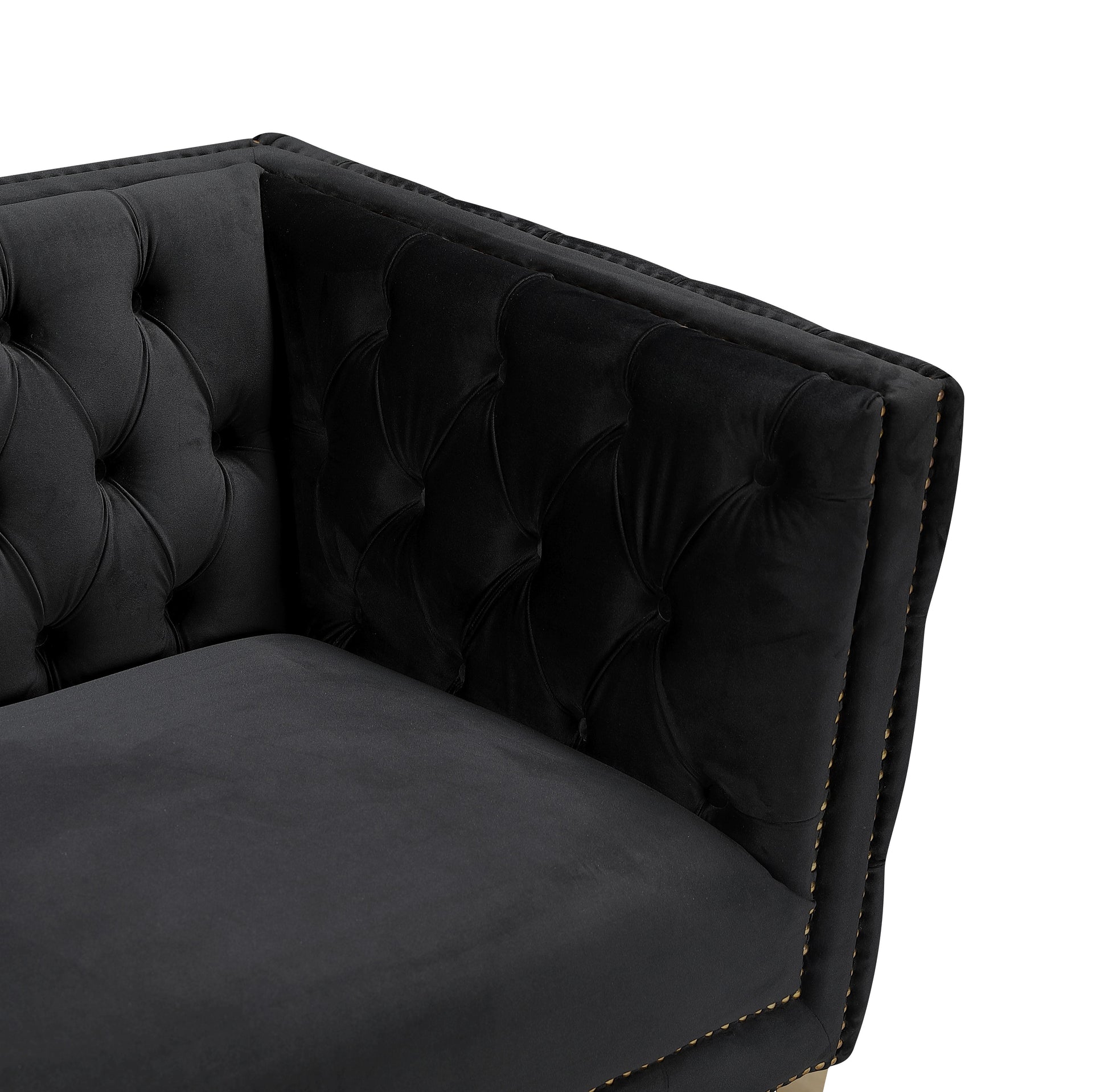 Michelle Black Velvet Sofa - Furniture Depot (7679011356920)