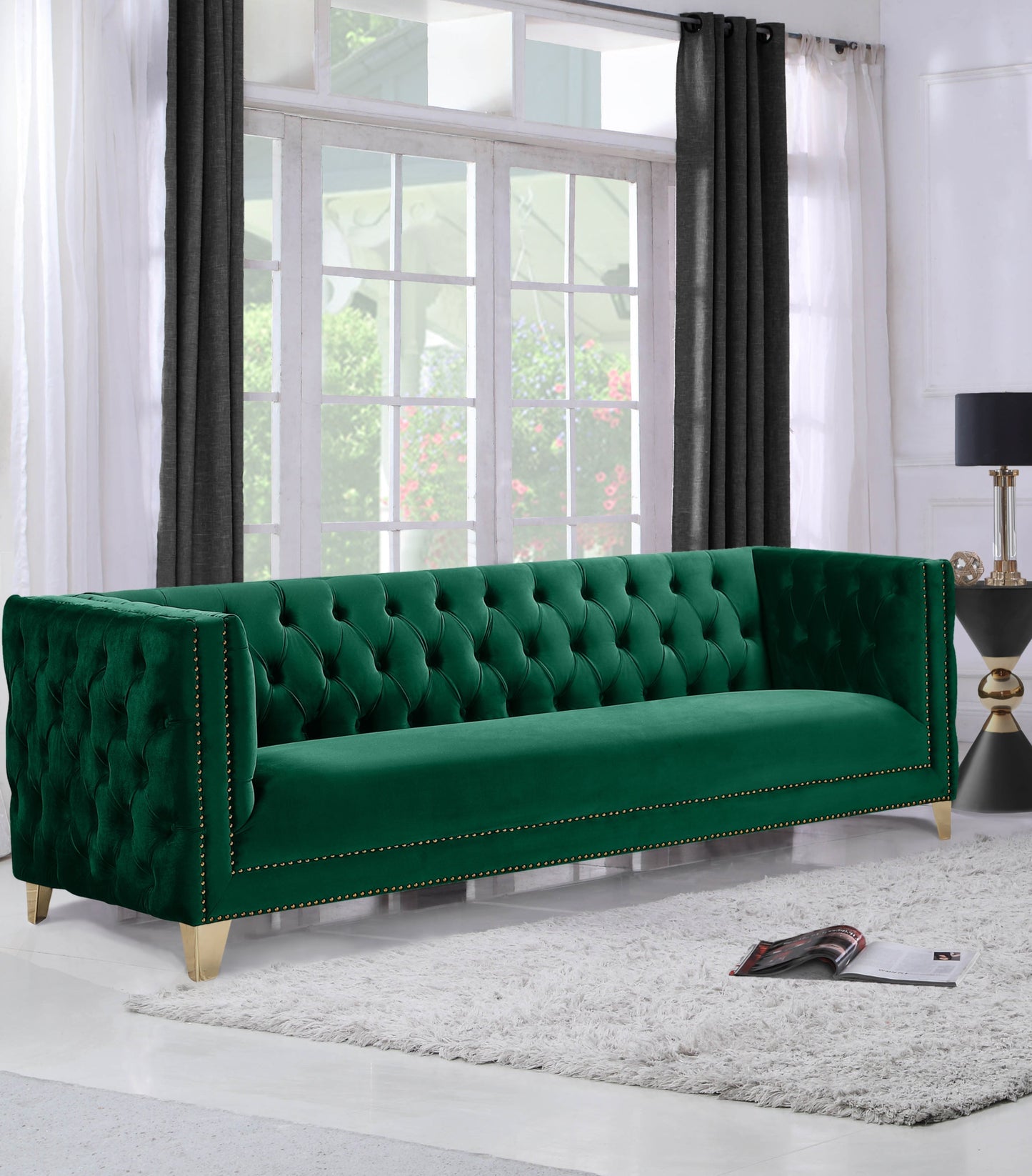 Michelle Black Velvet Sofa - Furniture Depot (7679011356920)