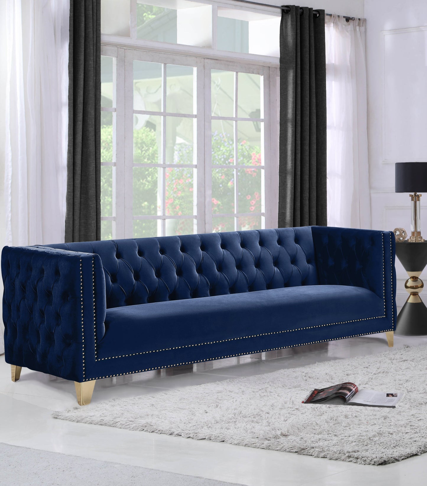 Michelle Black Velvet Sofa - Furniture Depot (7679011356920)