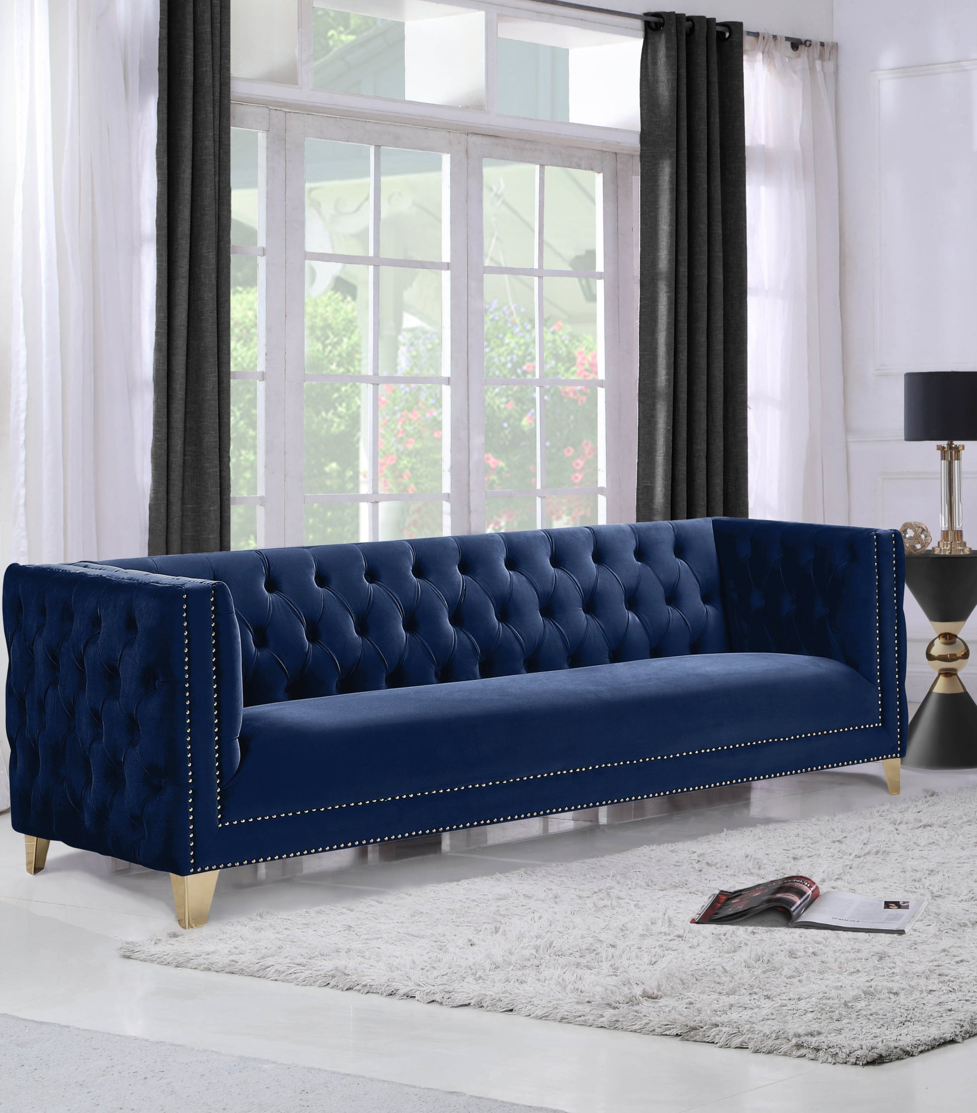 Michelle Black Velvet Sofa - Furniture Depot (7679011356920)