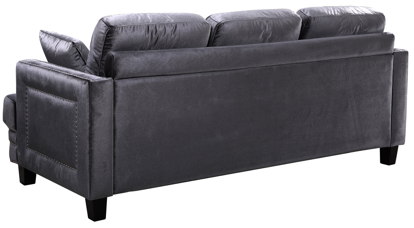 Ferrara Grey Velvet Sofa - Furniture Depot