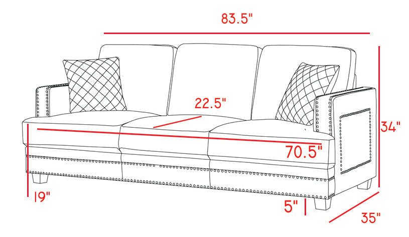 Ferrara Grey Velvet Sofa - Furniture Depot