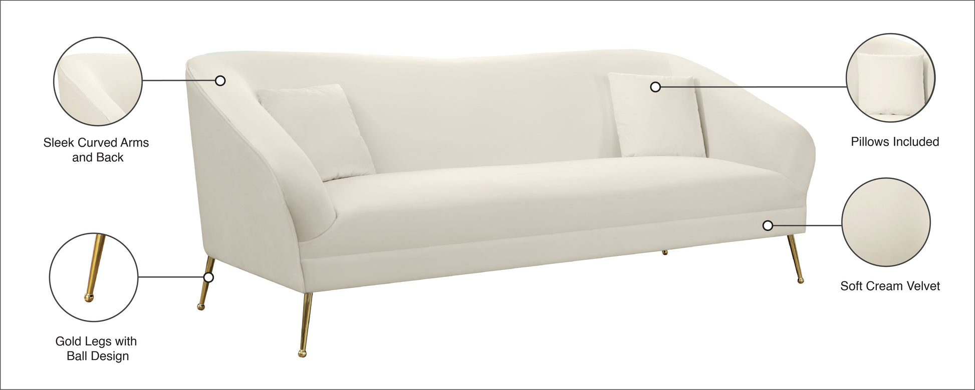 Hermosa Velvet Sofa - Furniture Depot