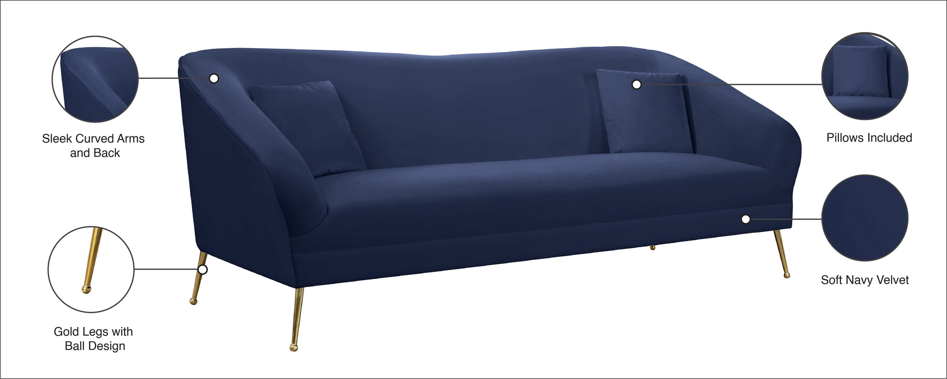 Hermosa Velvet Sofa - Furniture Depot