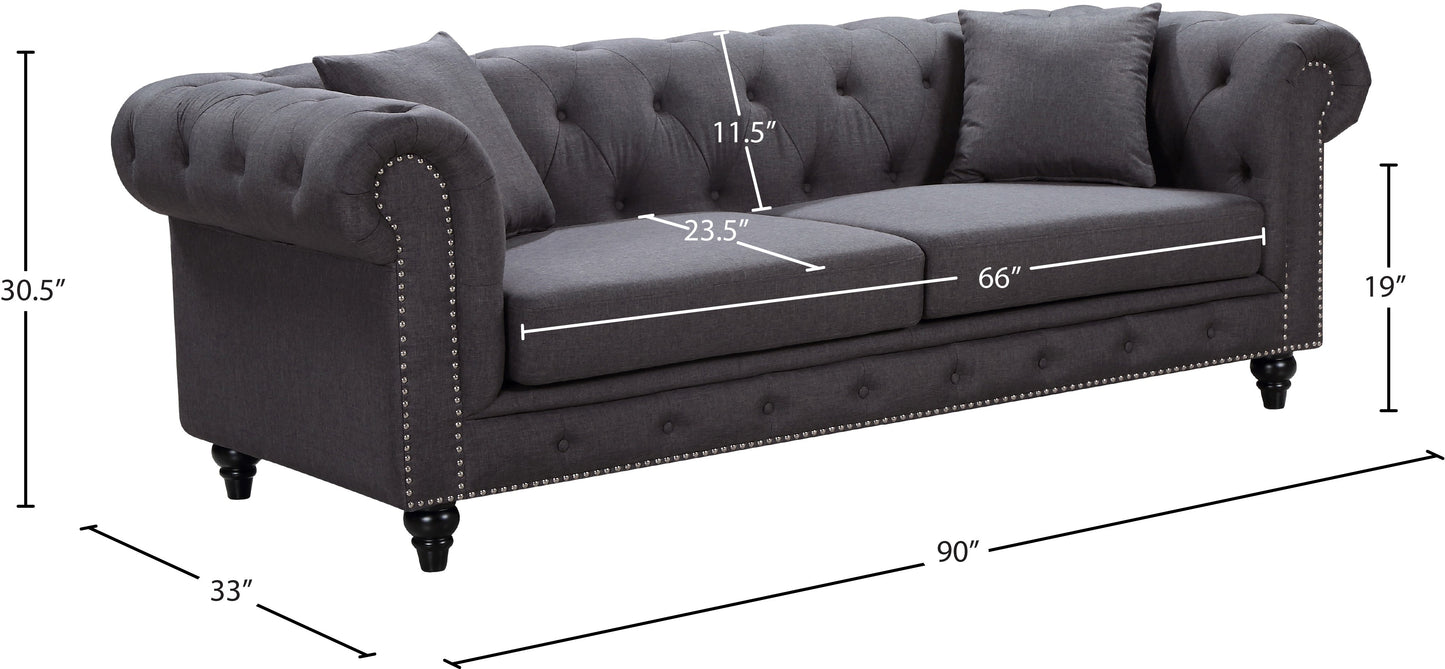 Chesterfield Linen Sofa - Furniture Depot