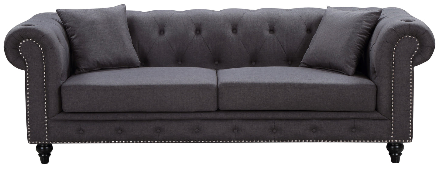 Chesterfield Linen Sofa - Furniture Depot