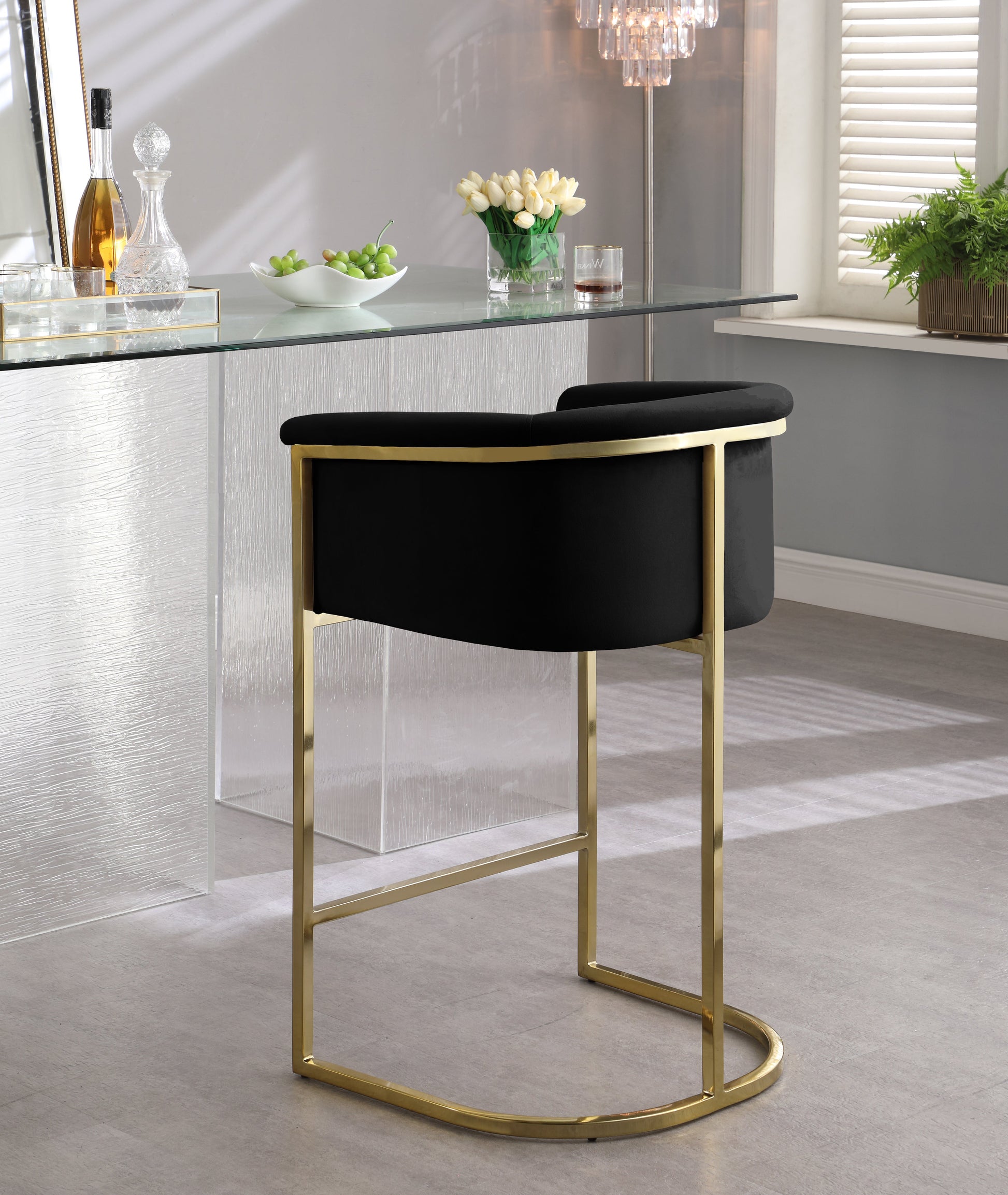 Donatella Velvet Counter Stool - Furniture Depot