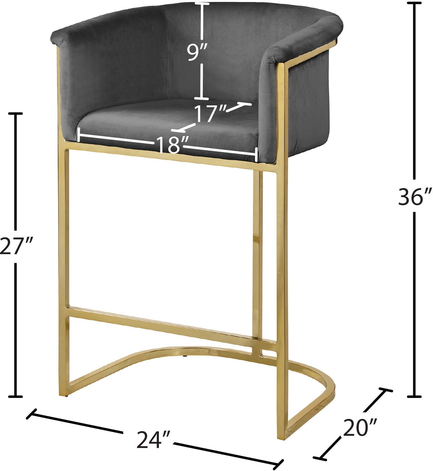 Donatella Velvet Counter Stool - Furniture Depot