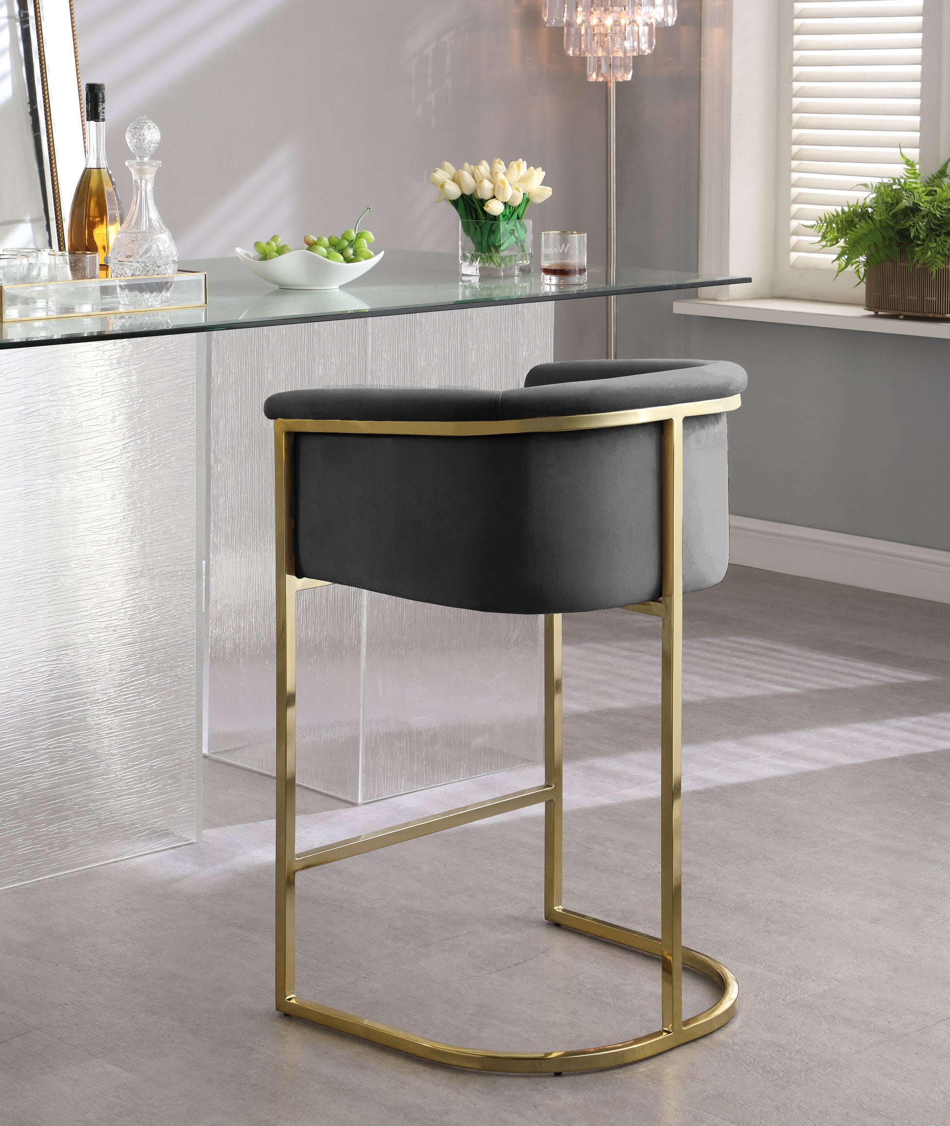 Donatella Velvet Counter Stool - Furniture Depot