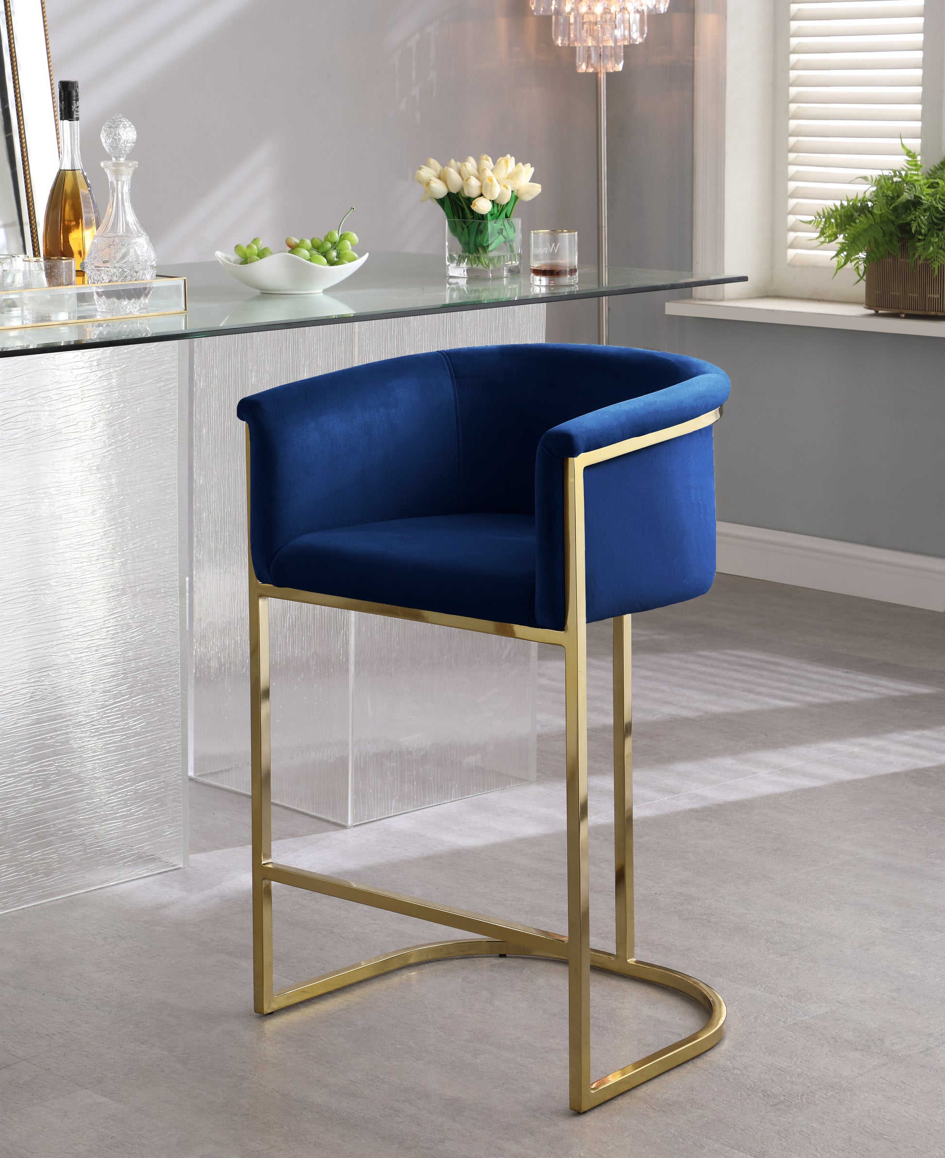 Donatella Velvet Counter Stool - Furniture Depot