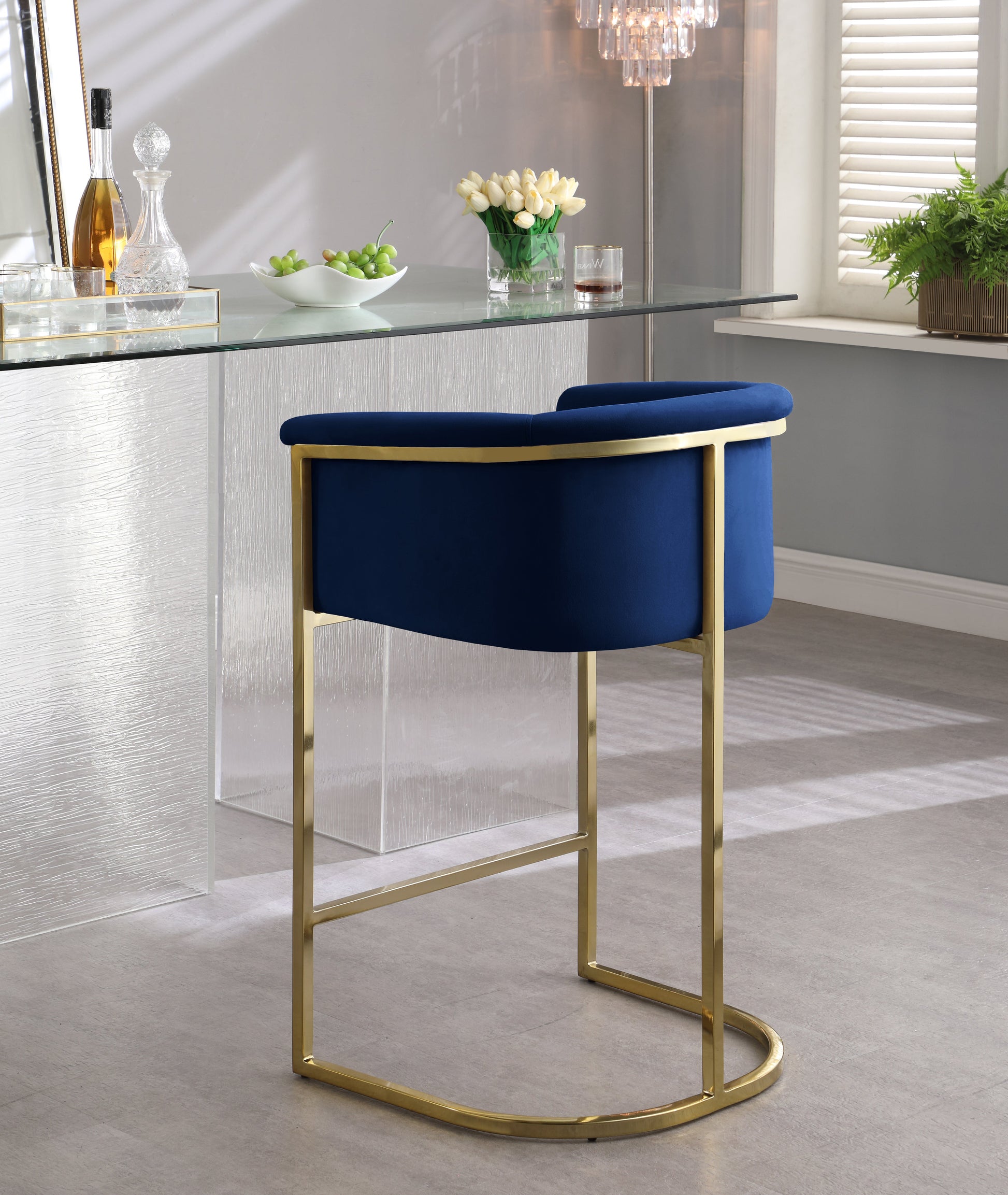 Donatella Velvet Counter Stool - Furniture Depot