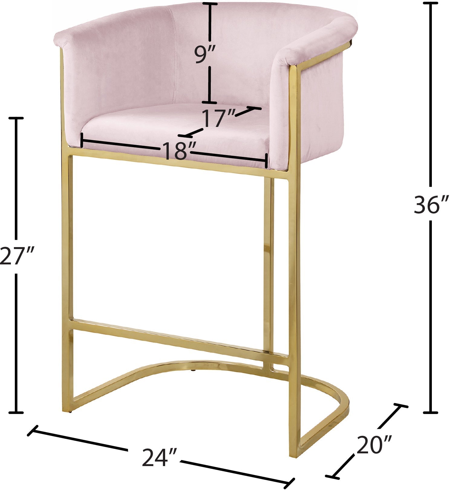 Donatella Velvet Counter Stool - Furniture Depot