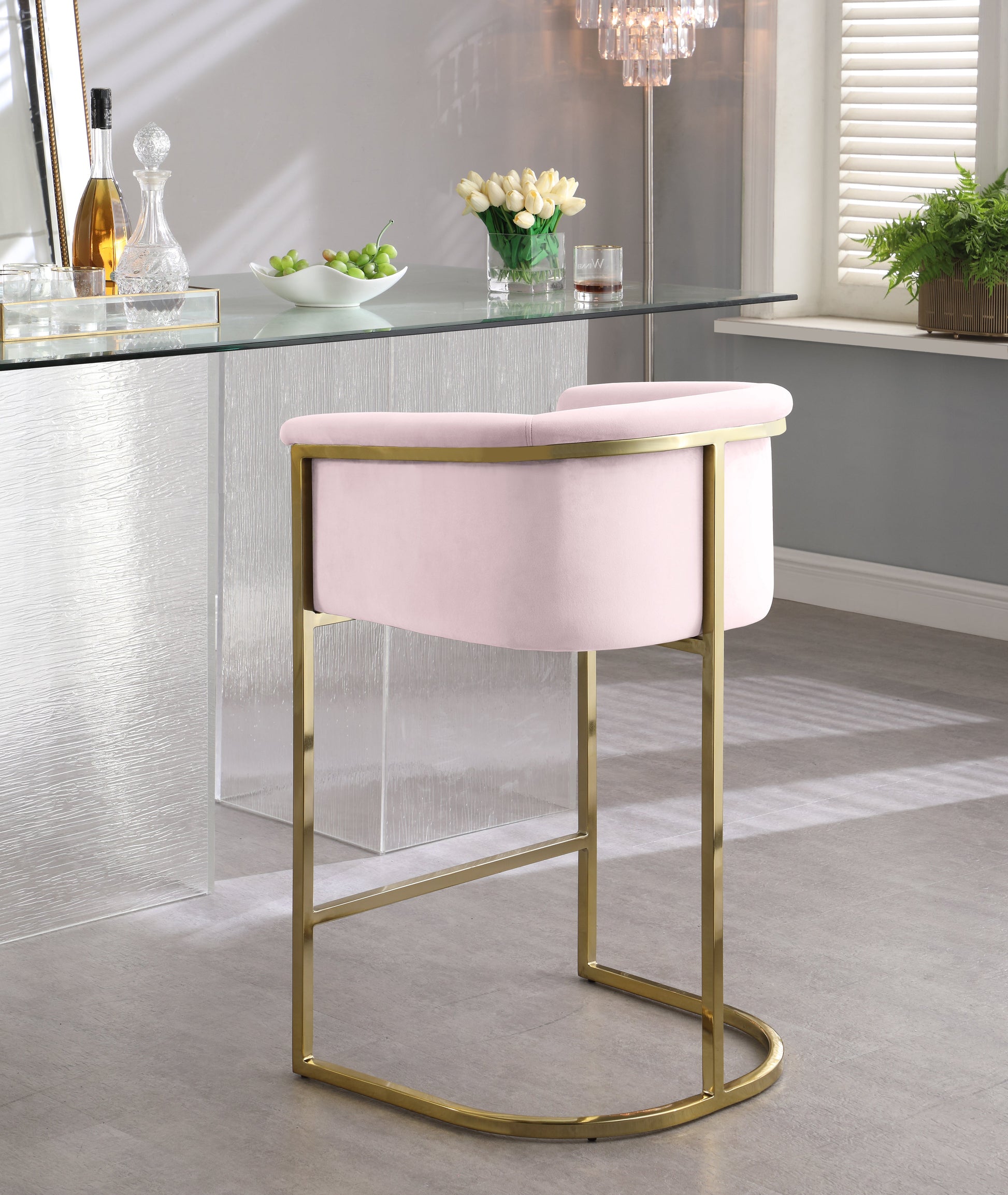 Donatella Velvet Counter Stool - Furniture Depot