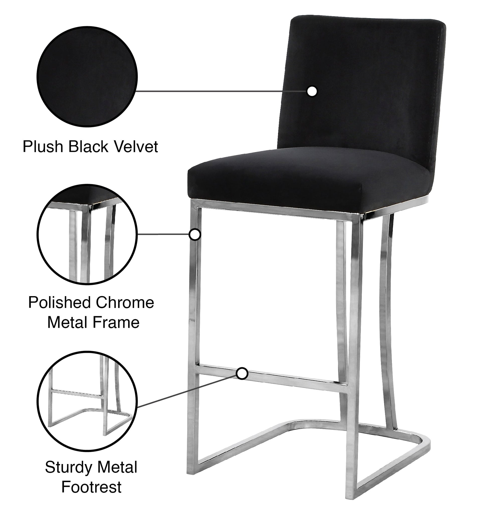 Heidi Velvet Stool - Furniture Depot