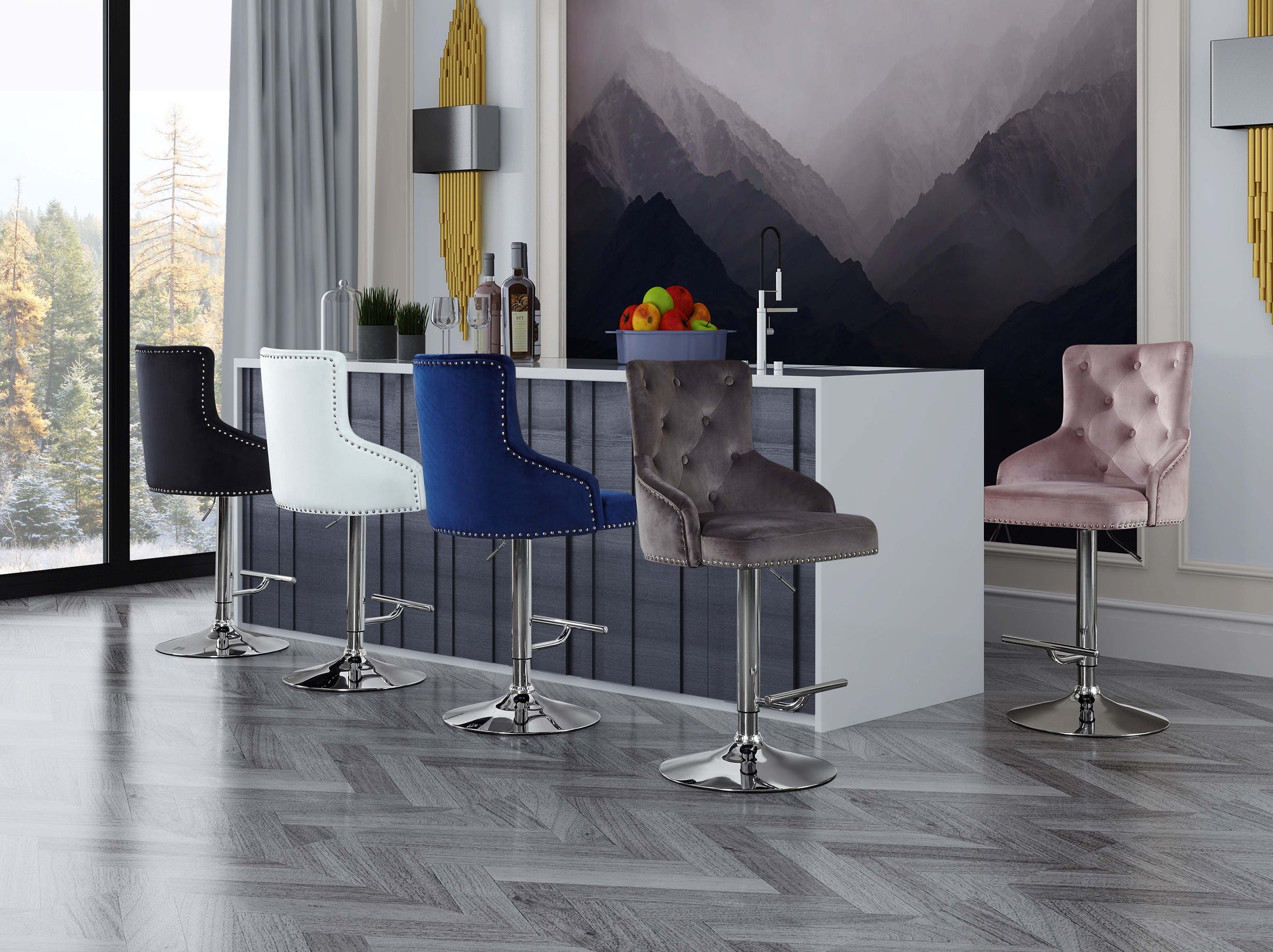 Claude Velvet Adjustable Stool - Furniture Depot (7679015158008)