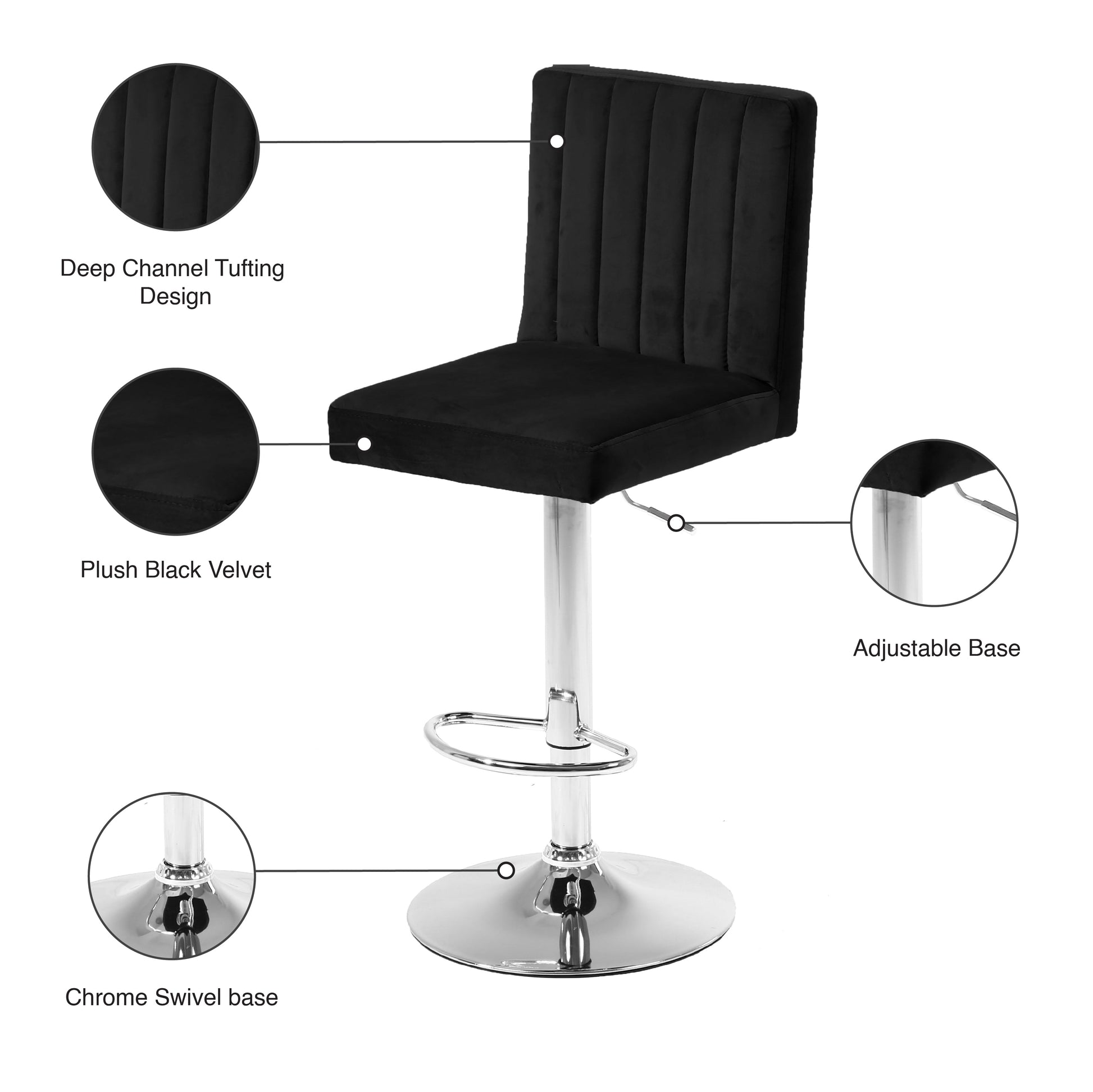 Joel Velvet Adjustable Stool - Furniture Depot (7679015223544)
