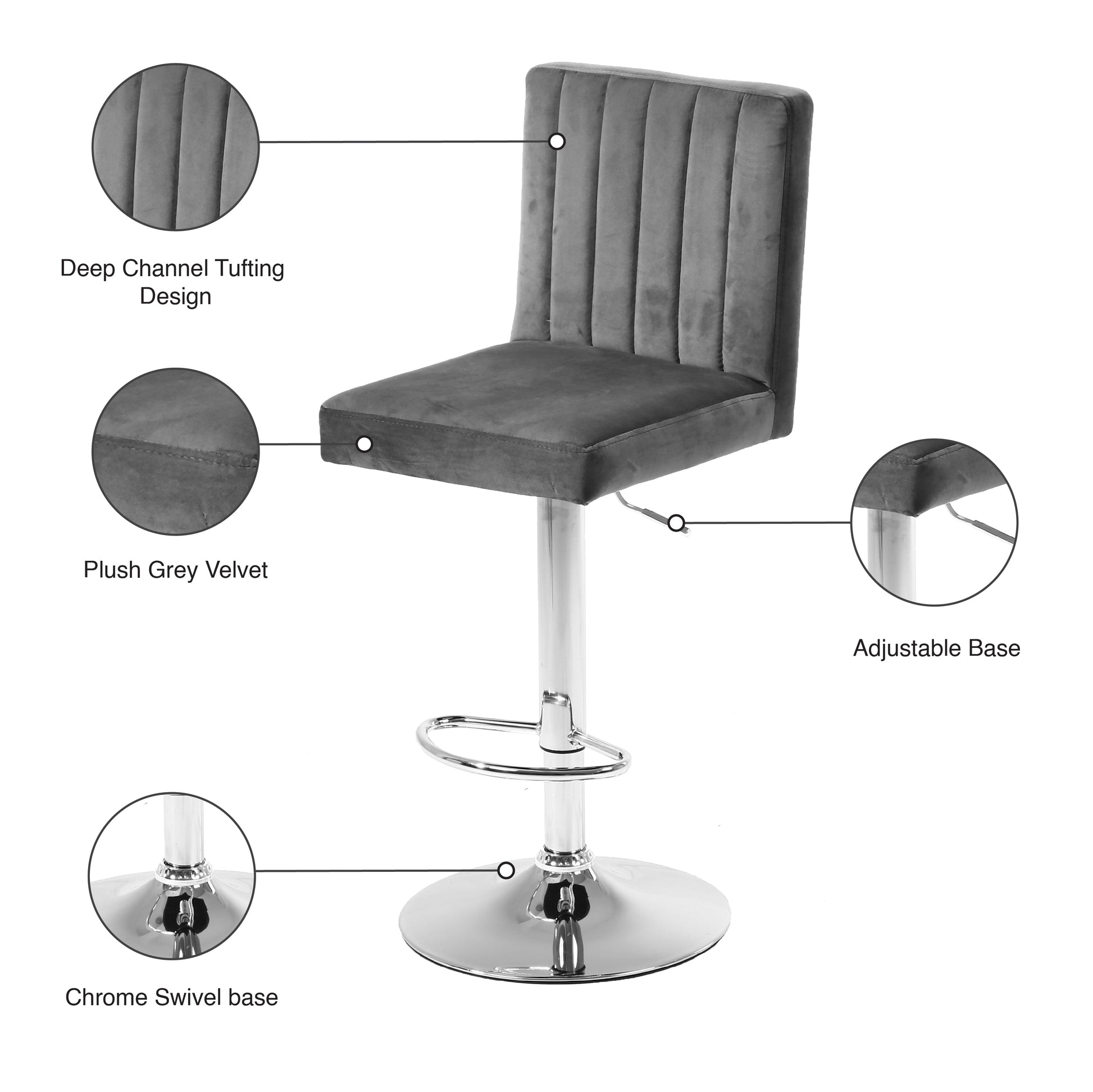 Joel Velvet Adjustable Stool - Furniture Depot (7679015223544)
