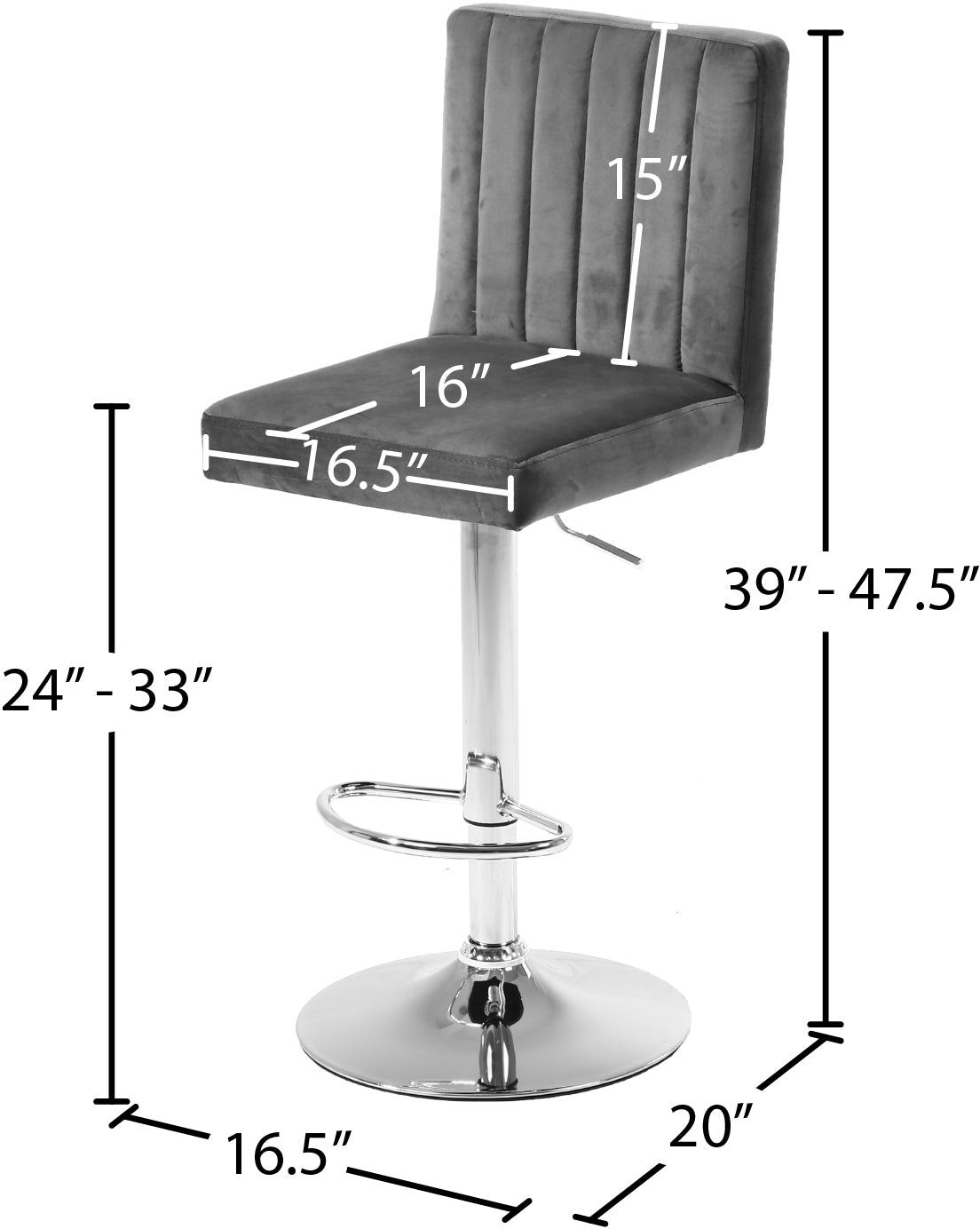 Joel Velvet Adjustable Stool - Furniture Depot (7679015223544)
