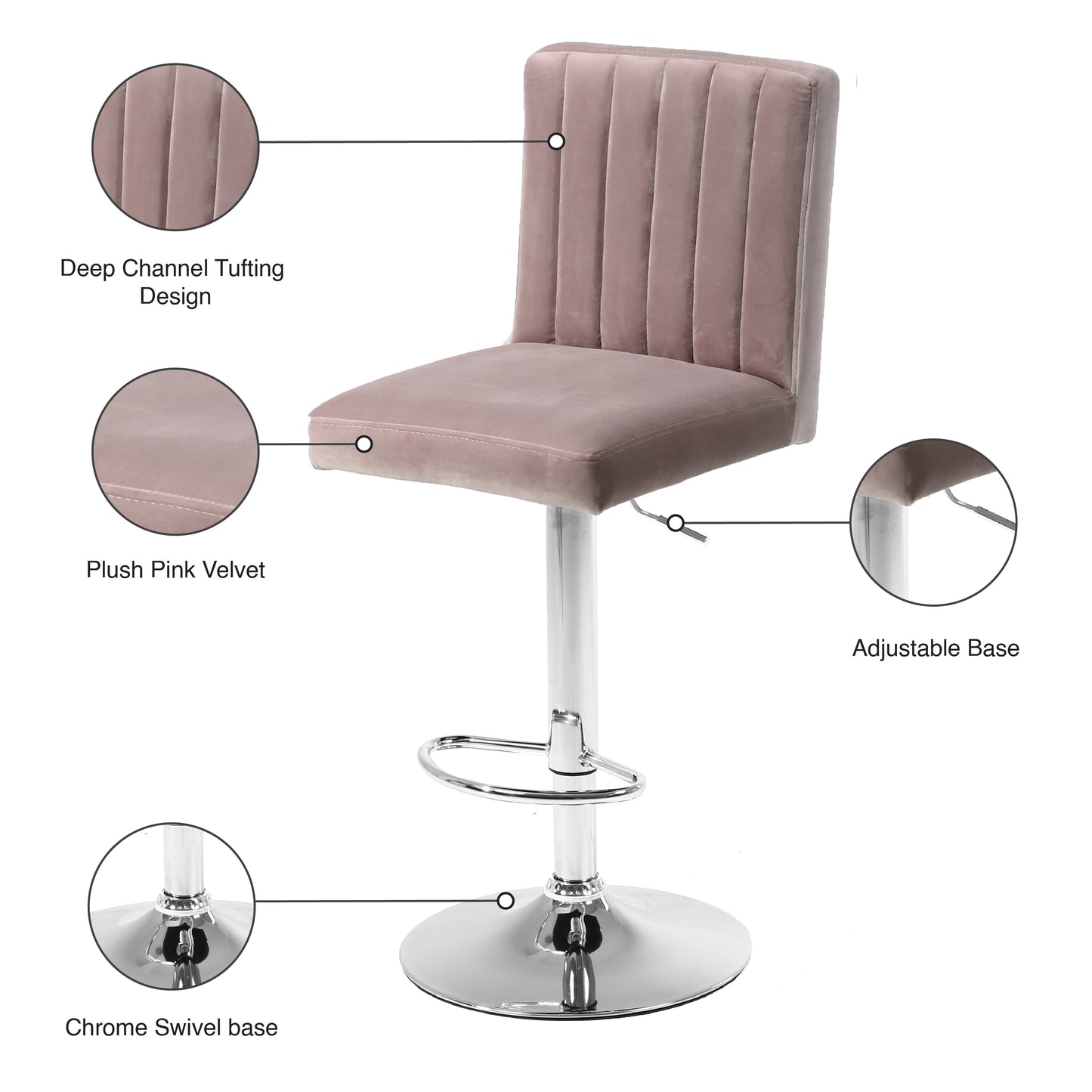 Joel Velvet Adjustable Stool - Furniture Depot (7679015223544)