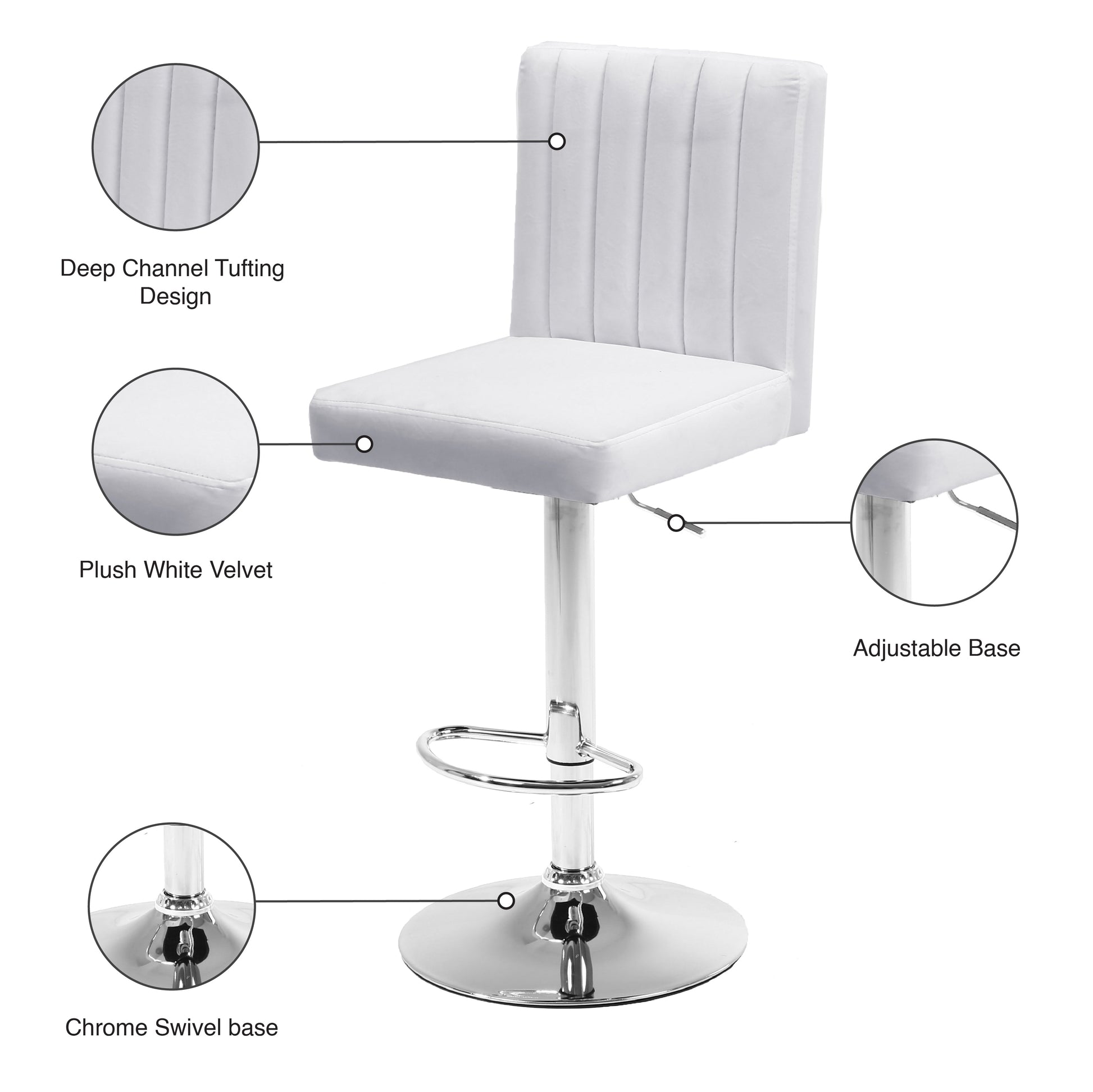 Joel Velvet Adjustable Stool - Furniture Depot (7679015223544)