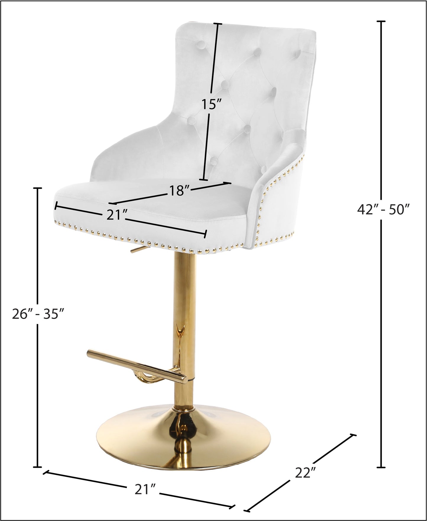 Claude Black Velvet Adjustable Stool - Furniture Depot