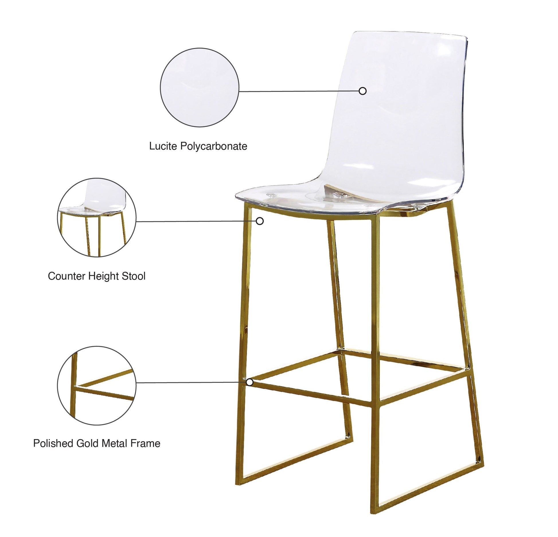 Lumen Metal/Lucite Polycarbonate Stool - Furniture Depot