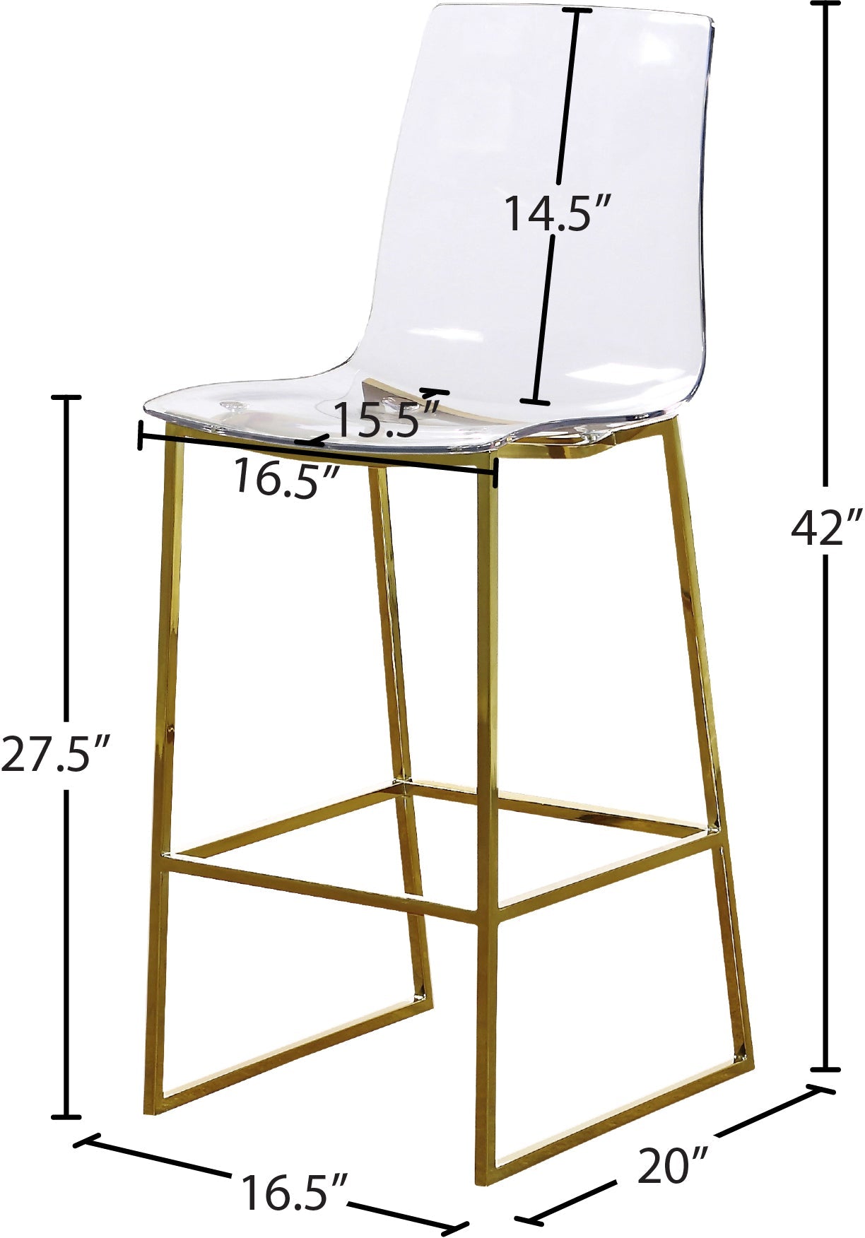 Lumen Metal/Lucite Polycarbonate Stool - Furniture Depot