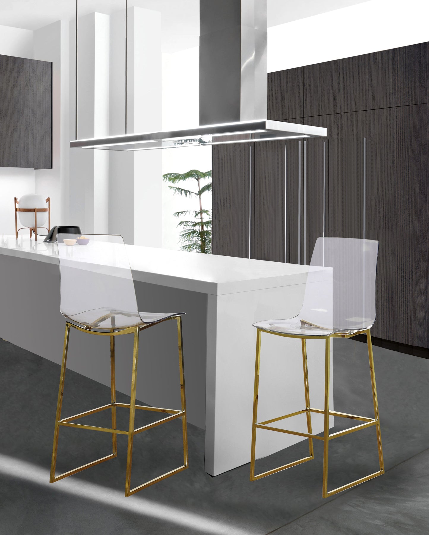 Lumen Metal/Lucite Polycarbonate Stool - Furniture Depot