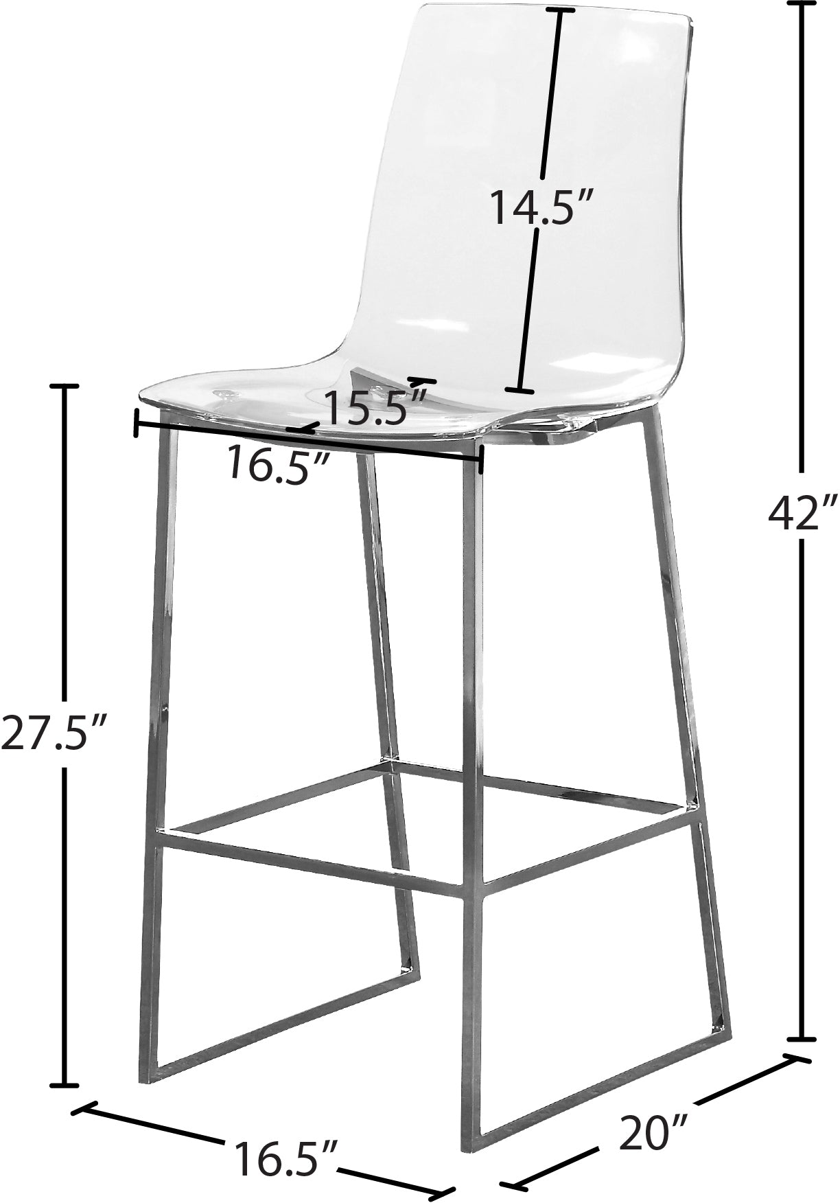 Lumen Metal/Lucite Polycarbonate Stool - Furniture Depot