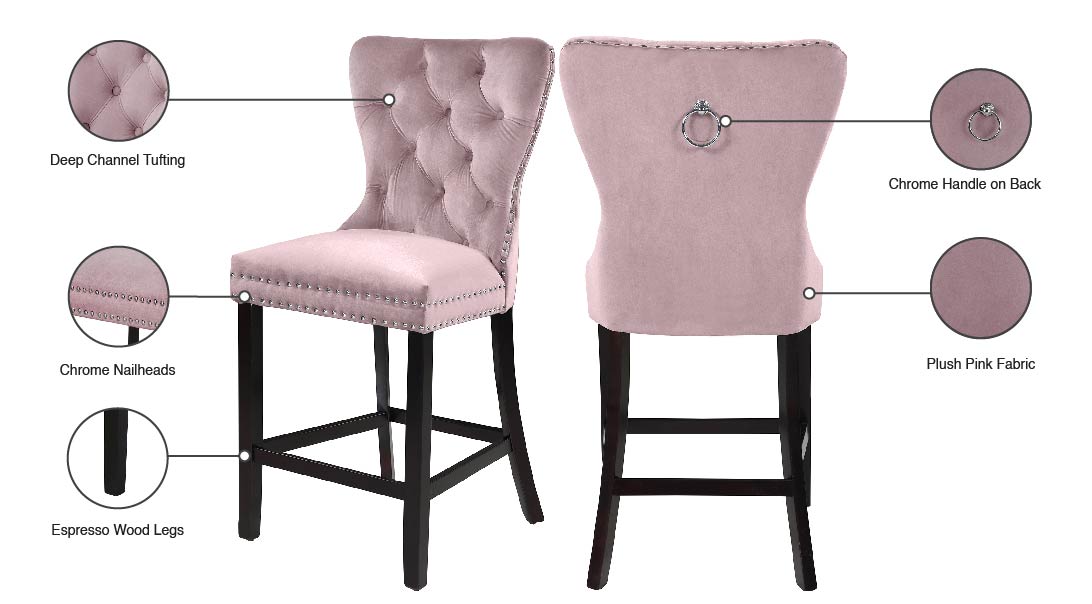 Nikki Velvet Stool - Furniture Depot