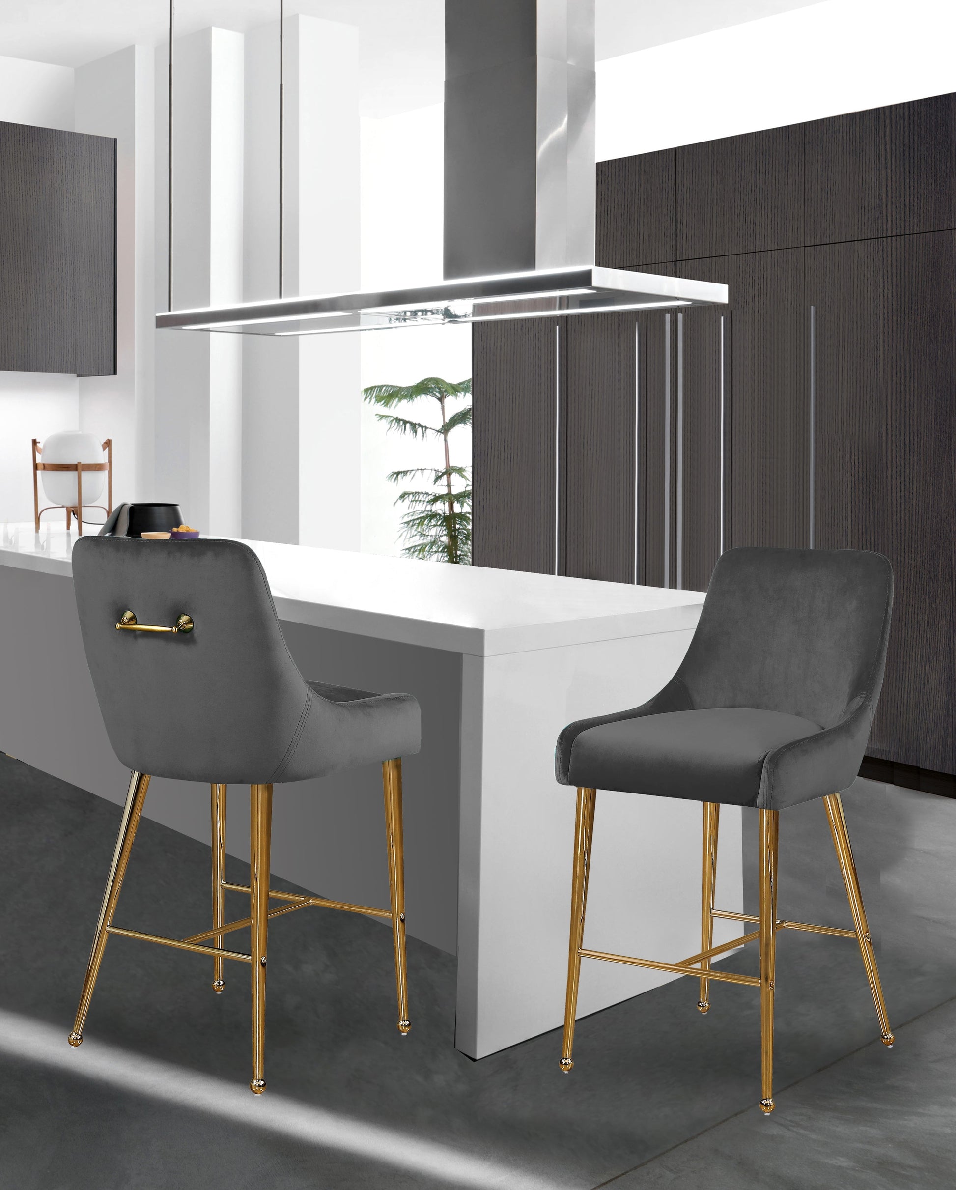 Owen Velvet Stool - Furniture Depot