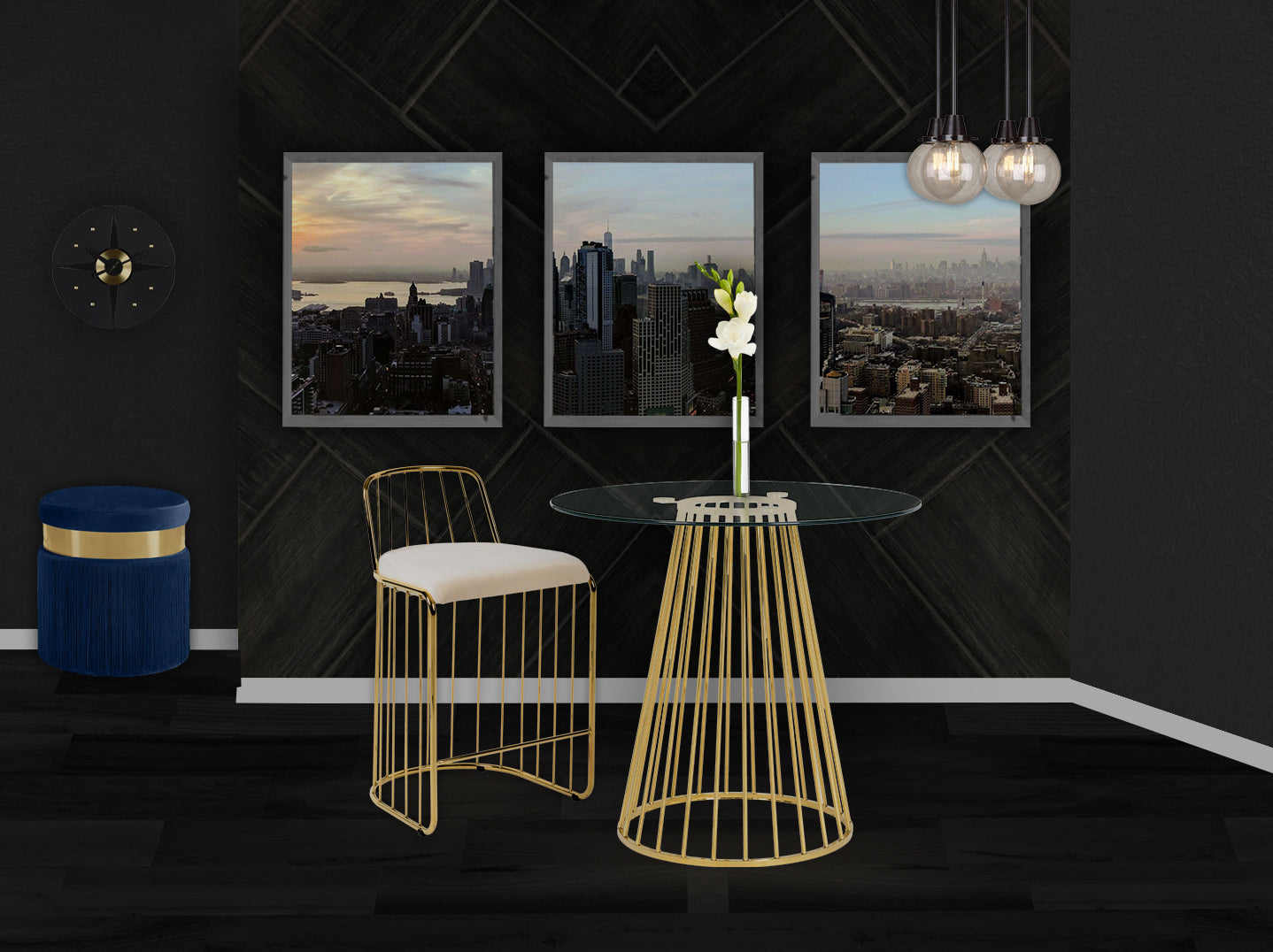 Gio Velvet Counter Stool - Furniture Depot