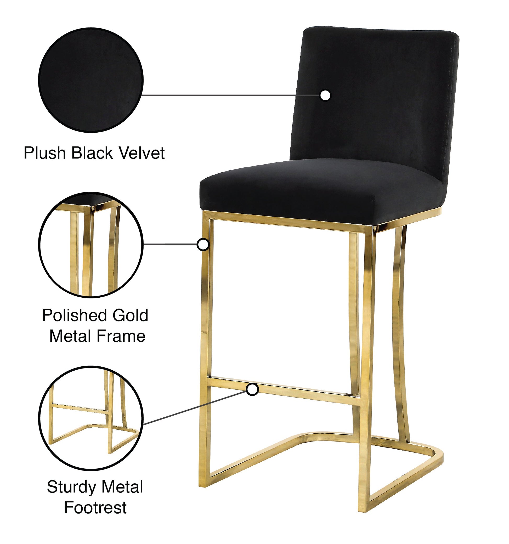 Heidi Velvet Stool - Furniture Depot
