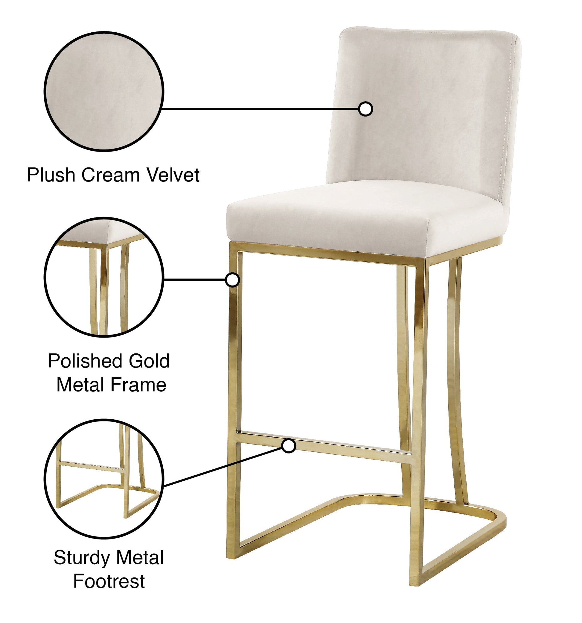 Heidi Velvet Stool - Furniture Depot