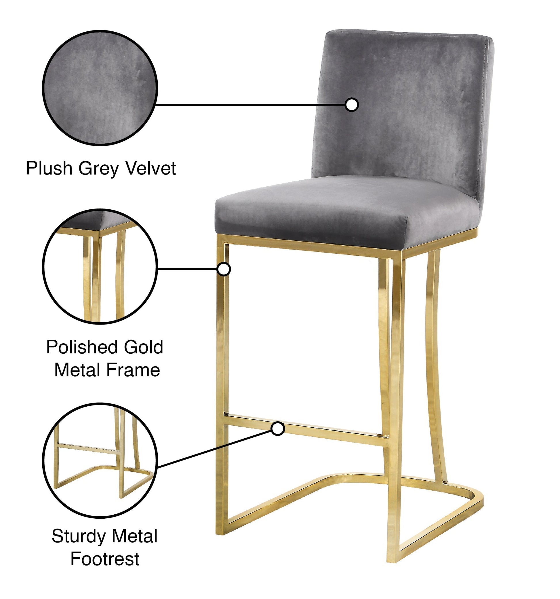 Heidi Velvet Stool - Furniture Depot