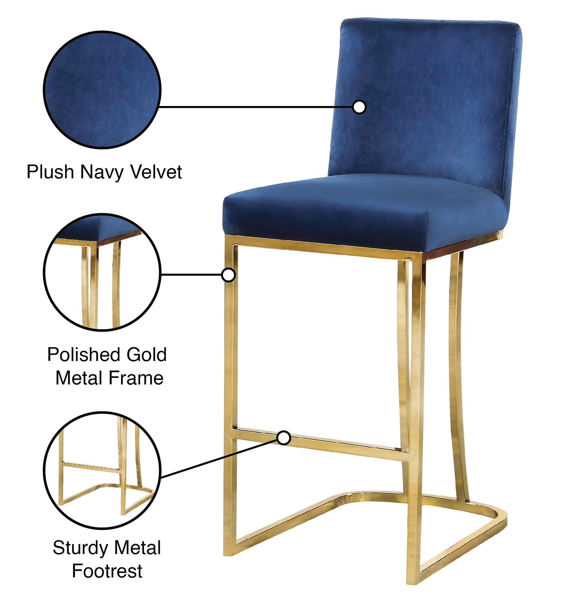 Heidi Velvet Stool - Furniture Depot