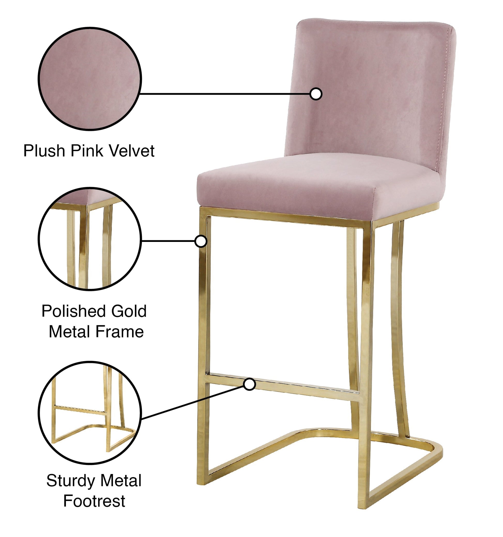 Heidi Velvet Stool - Furniture Depot
